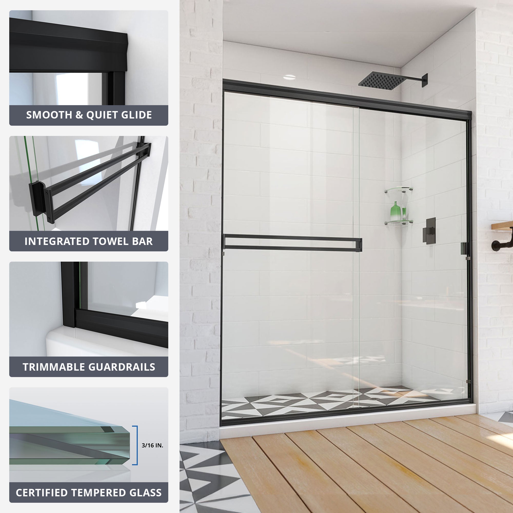 DreamLine Alliance Pro BG 56 - 60 inch W x 70 3/8 inch H Semi-Frameless Bypass Shower Door