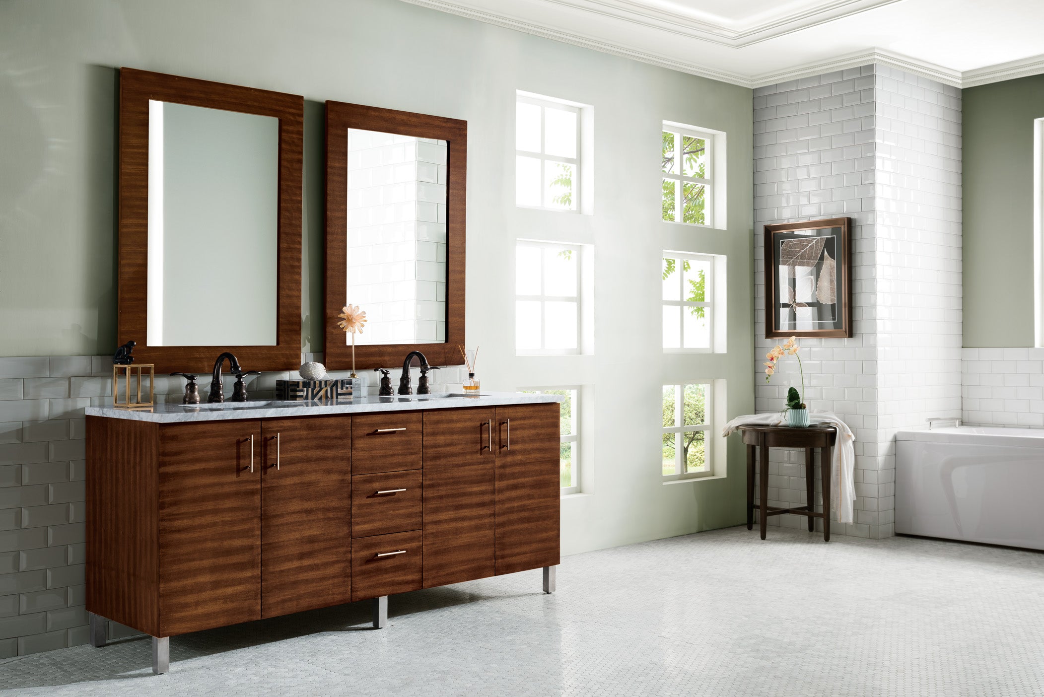 James Martin Metropolitan 72" Double Vanity in American Walnut with 3cm Countertop