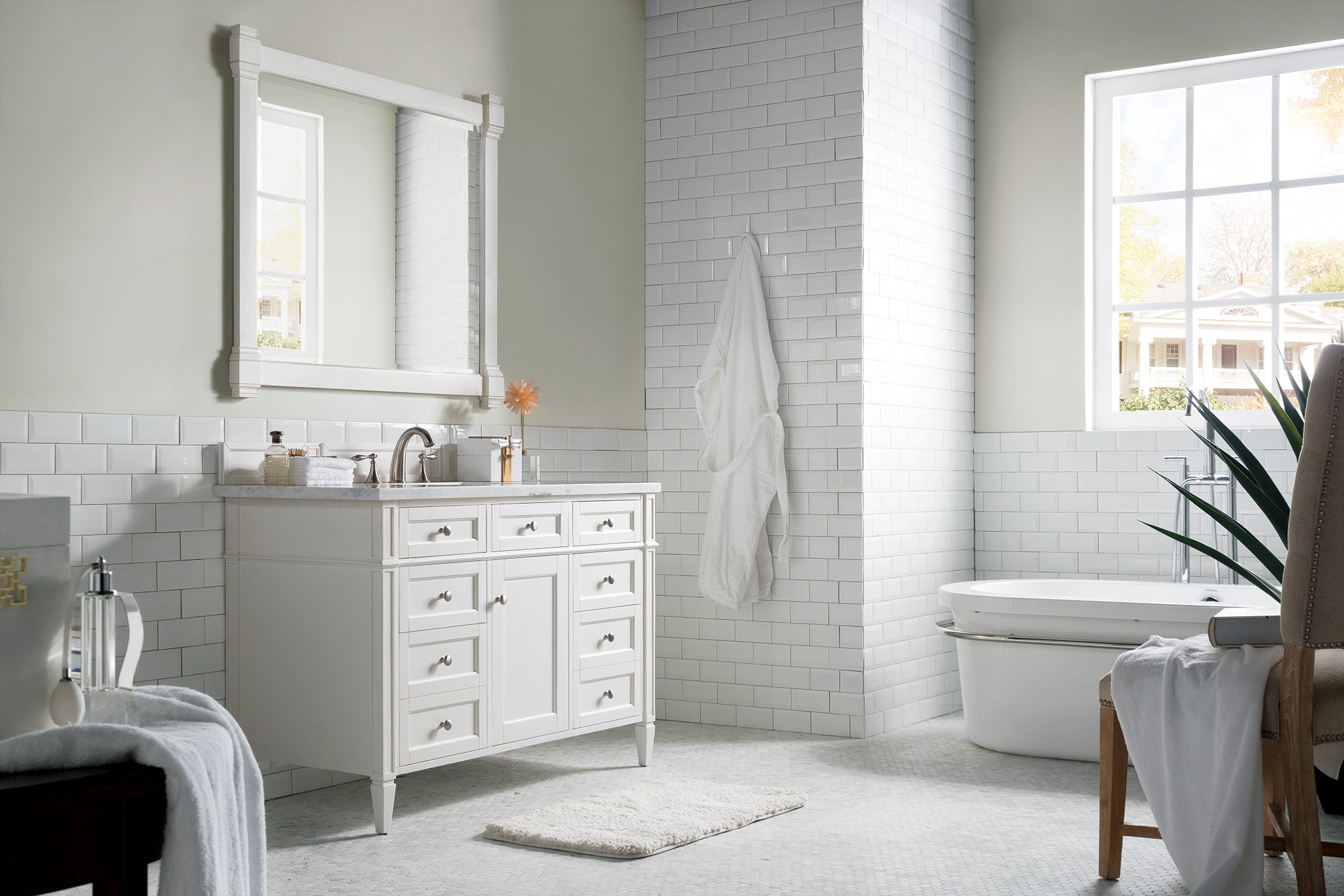 James Martin Brittany 48" Single Vanity in Bright White with 3cm Countertop