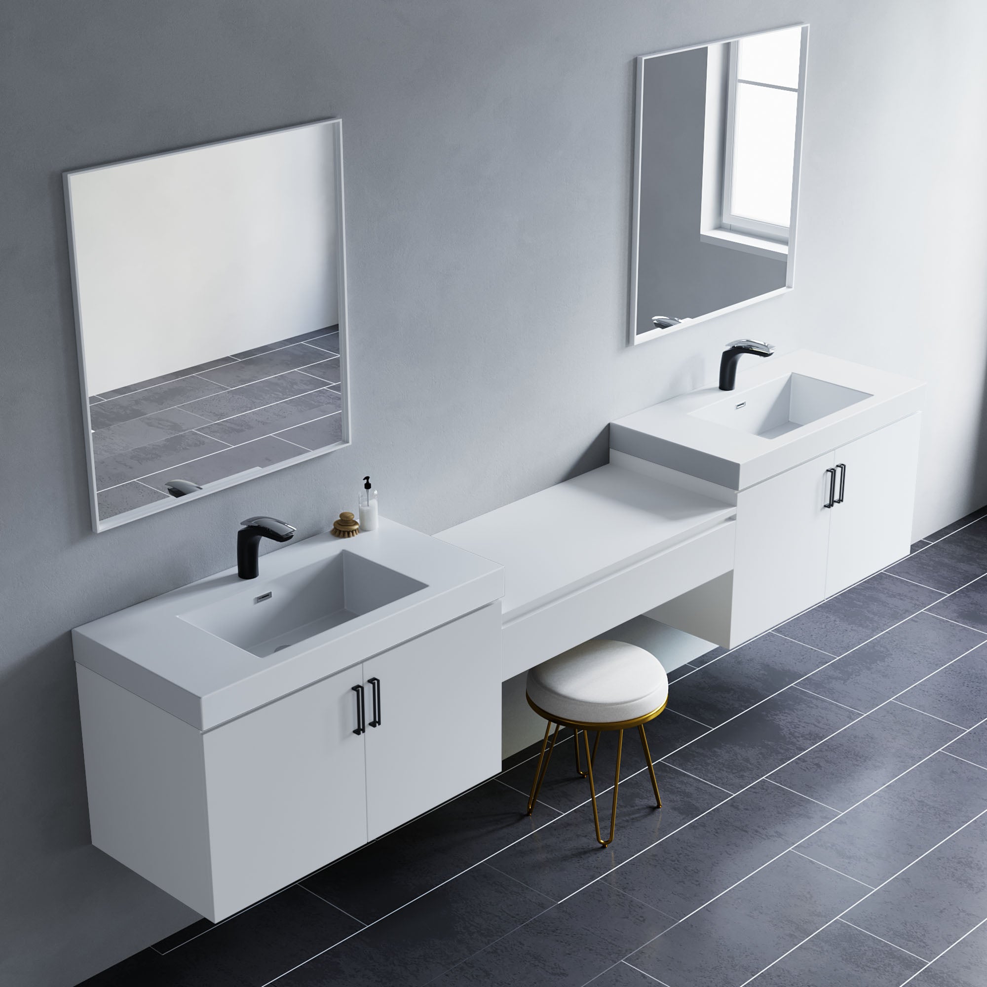 047 Series-36 Inch Double Vanity With Bridge