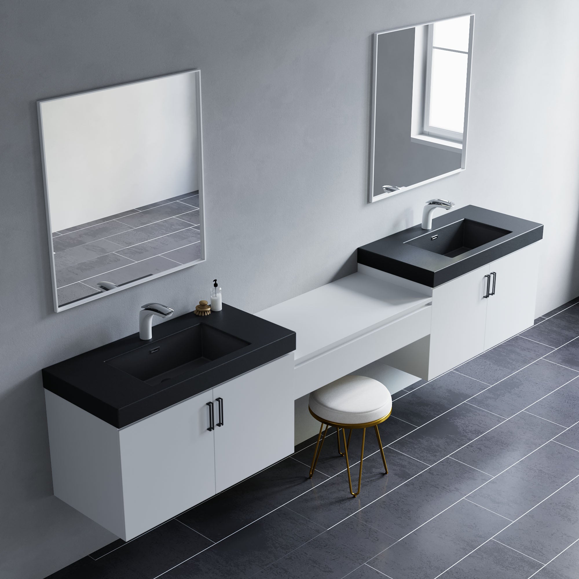 047 Series-36 Inch Double Vanity With Bridge