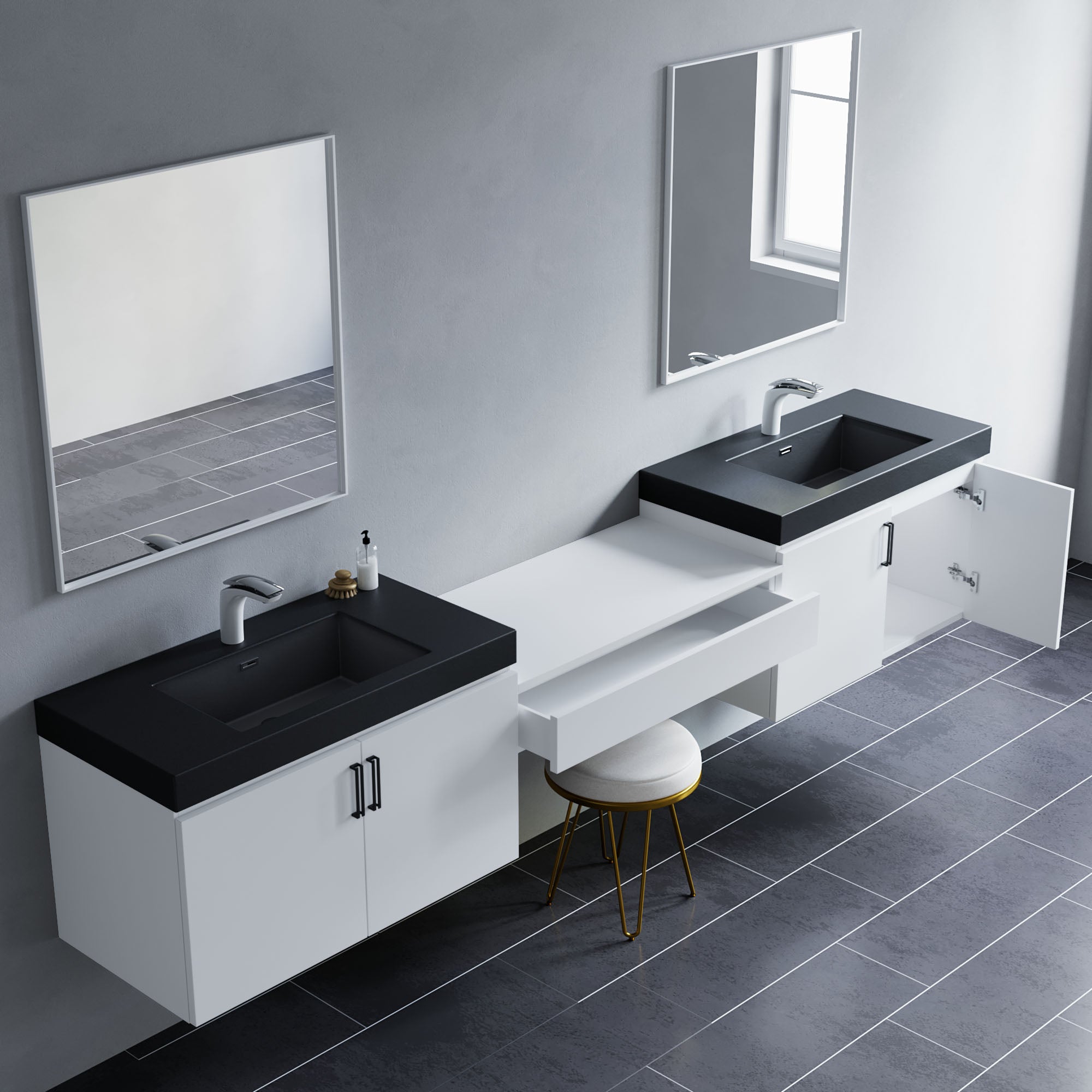 047 Series-36 Inch Double Vanity With Bridge