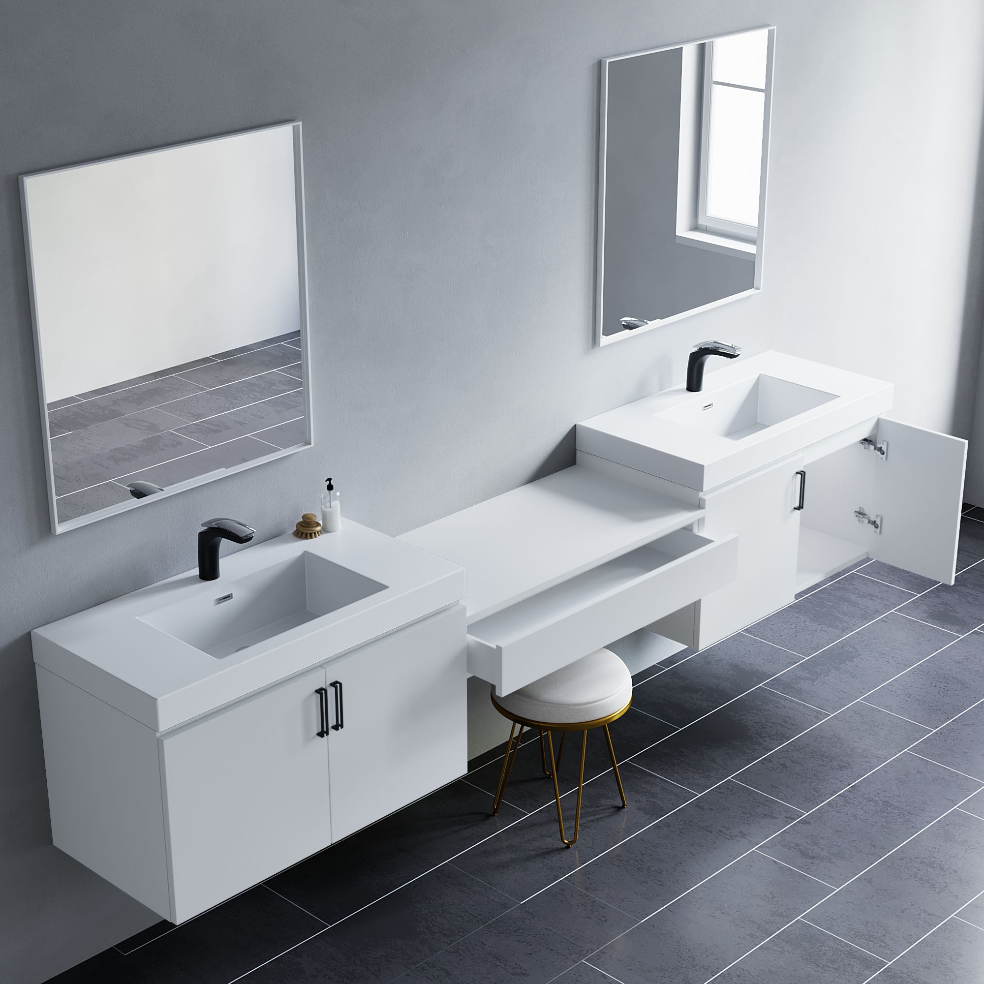 047 Series-36 Inch Double Vanity With Bridge