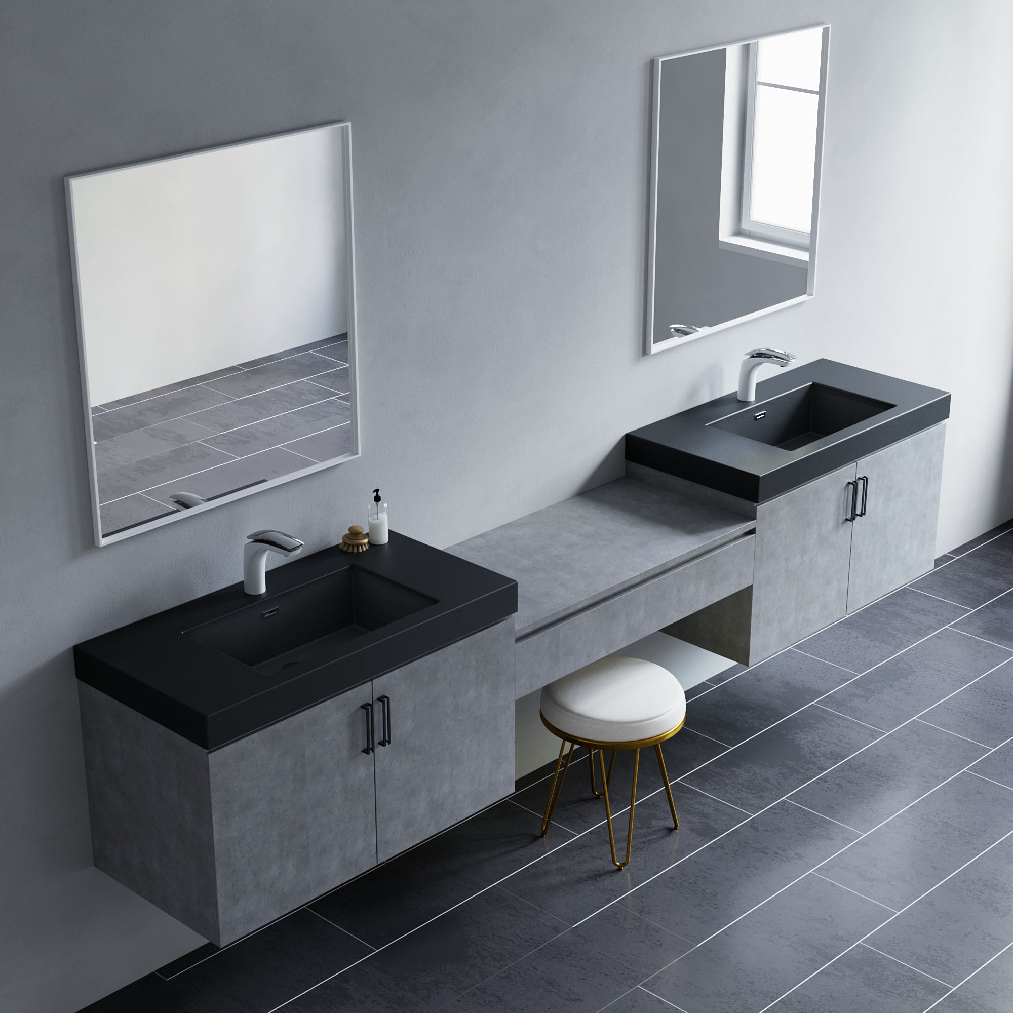 047 Series-36 Inch Double Vanity With Bridge