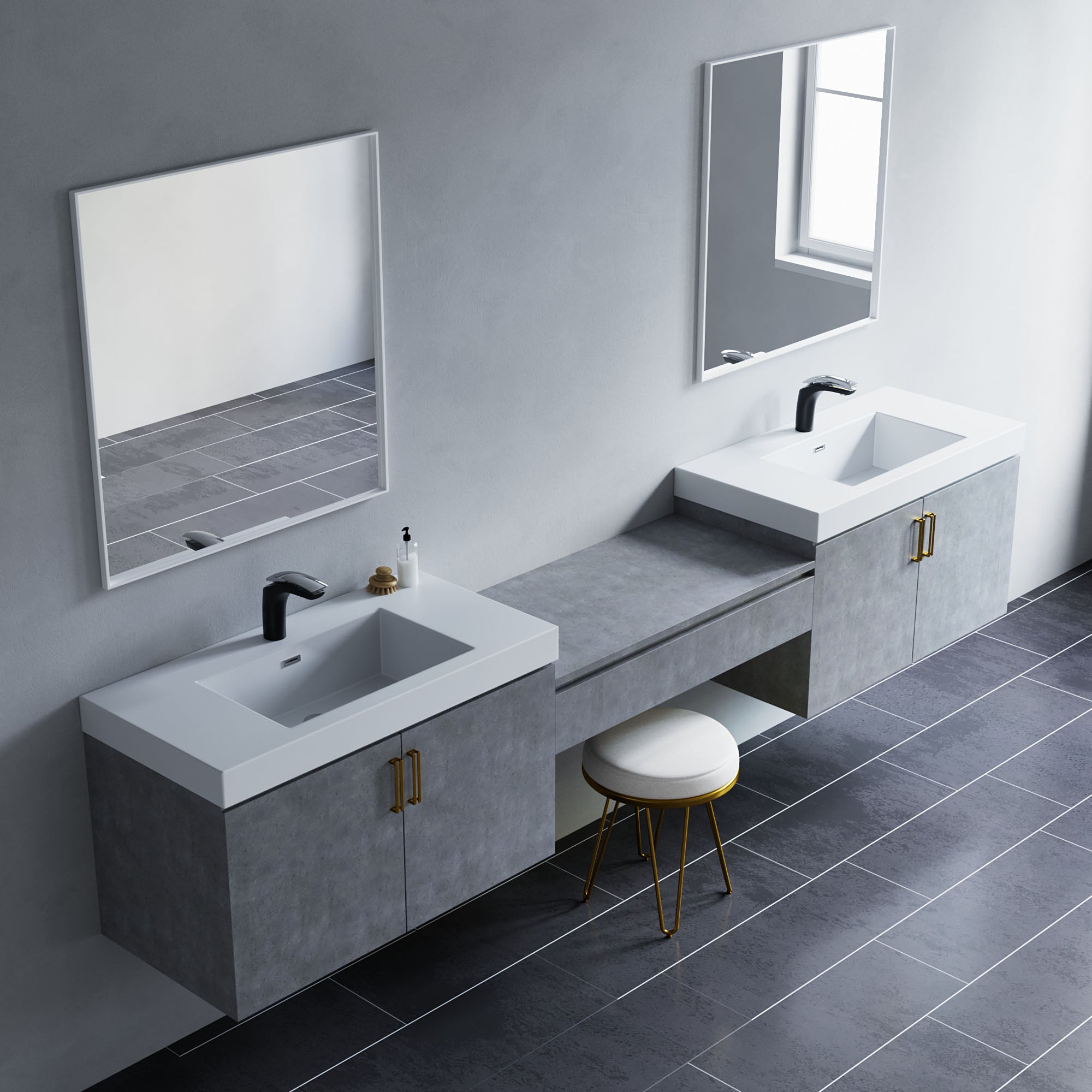047 Series-36 Inch Double Vanity With Bridge