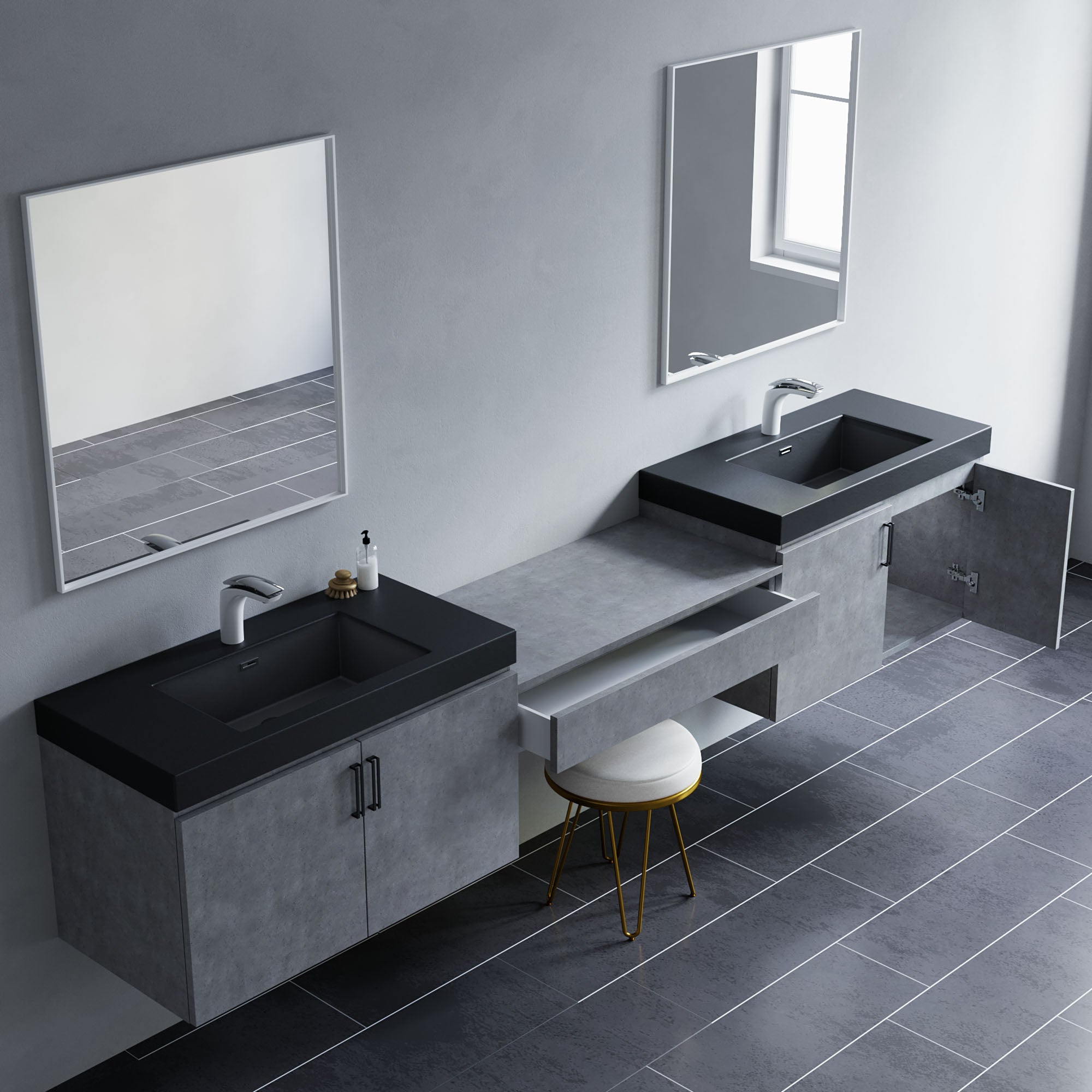 047 Series-36 Inch Double Vanity With Bridge
