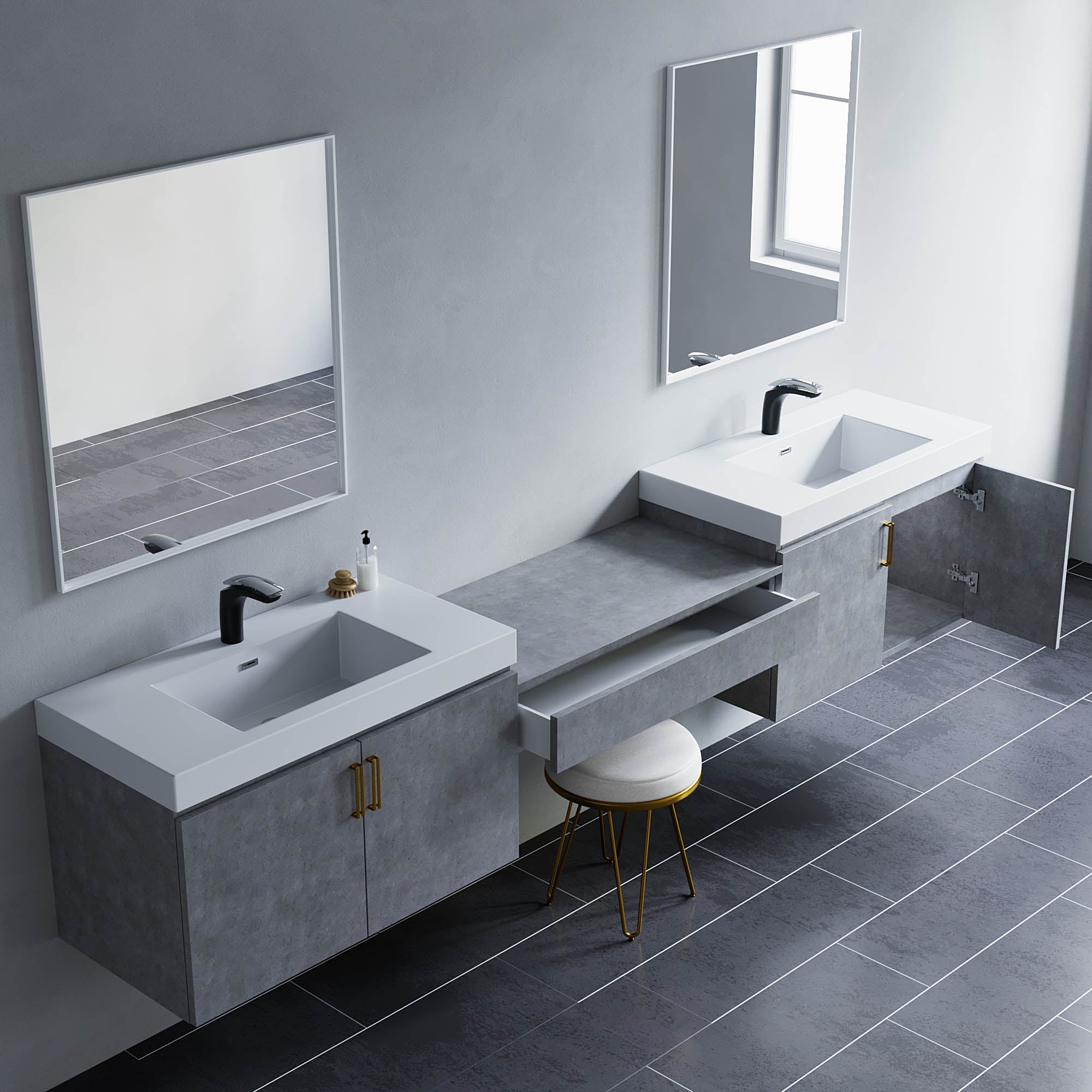 047 Series-36 Inch Double Vanity With Bridge