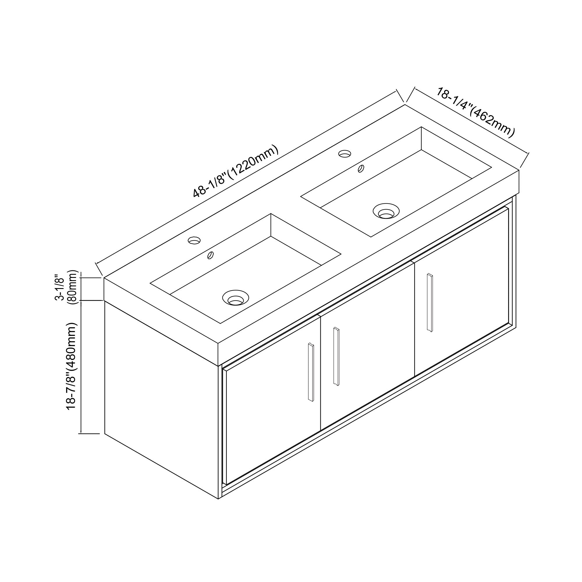 007 Series - 48 Inch Vanity - Double Sinks