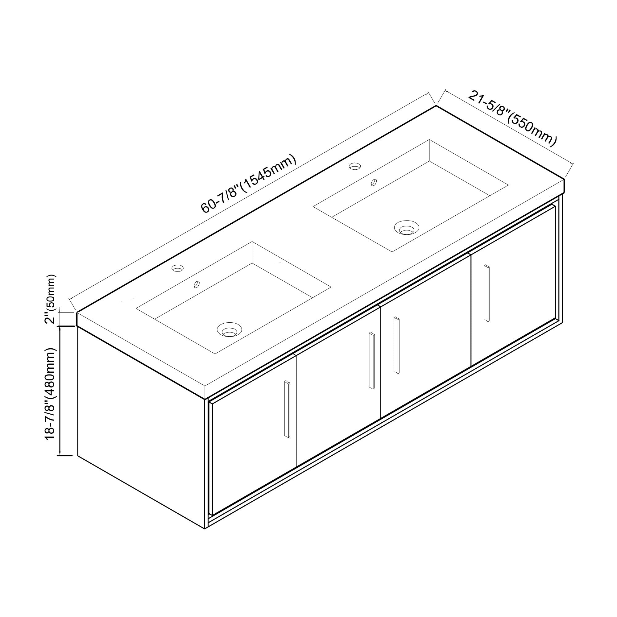 007 Series - 60 Inch Vanity