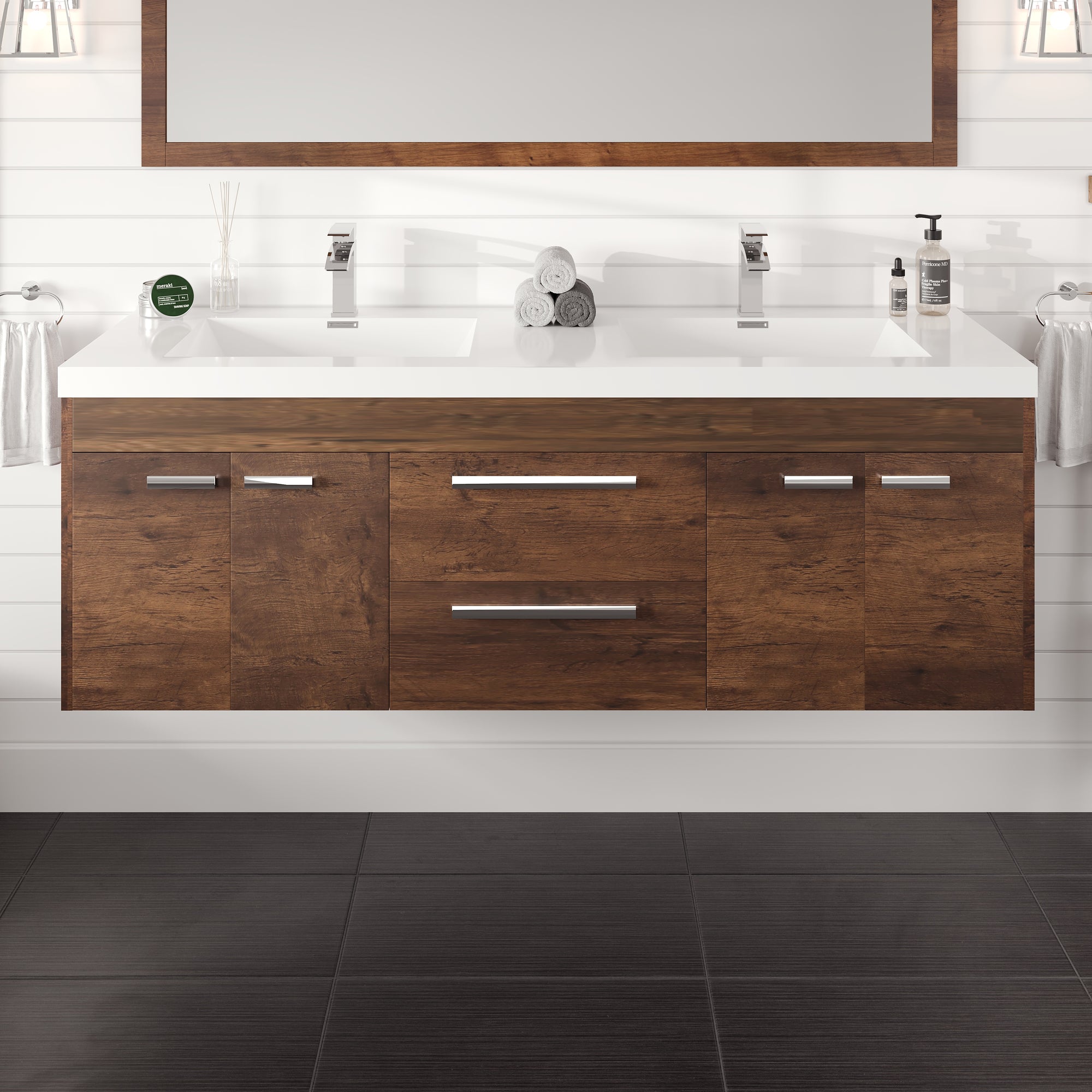 Eviva Lugano Bath Vanity with Acrylic Top and Integrated Sink (24"-84")