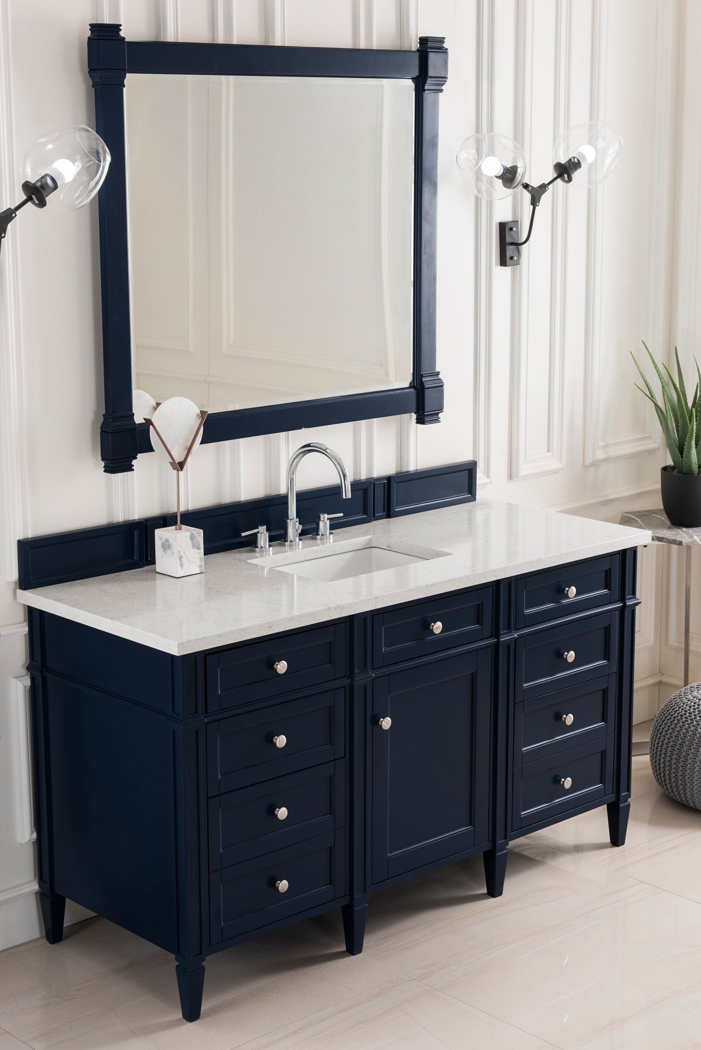 James Martin Brittany 60" Single Vanity in Victory Bleu with 3cm Countertop
