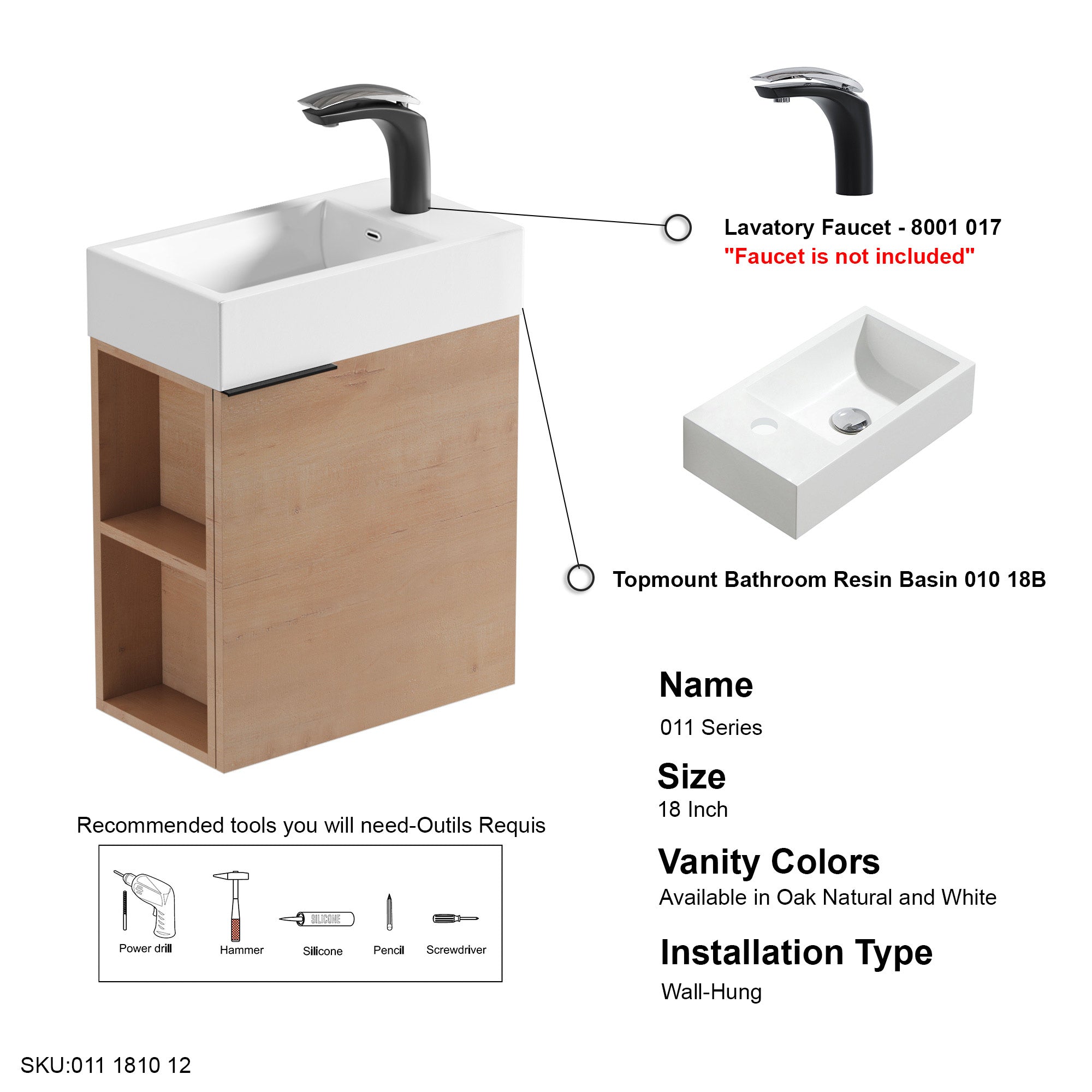 011 Series - 18 Inch Vanity With Basin