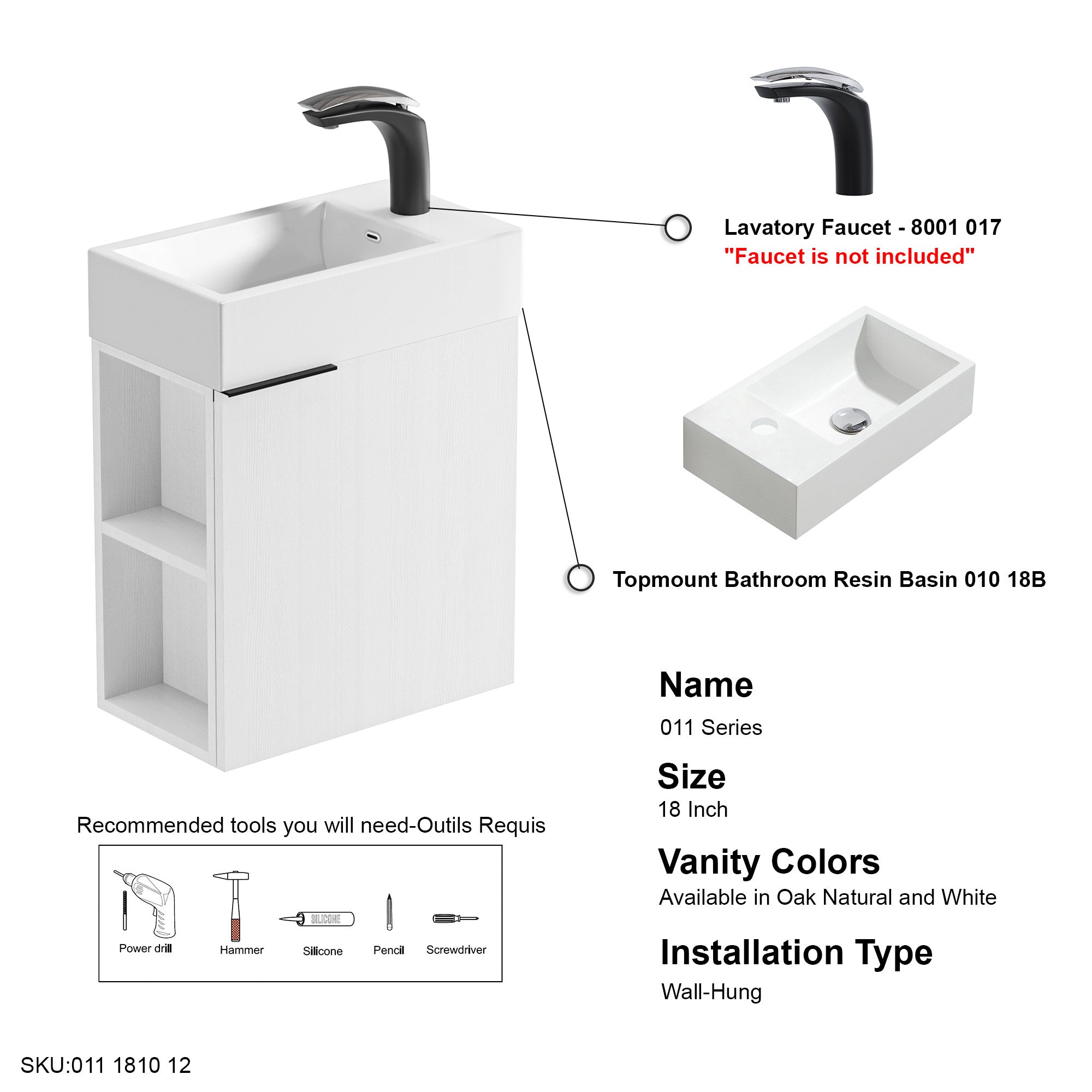 011 Series - 18 Inch Vanity With Basin