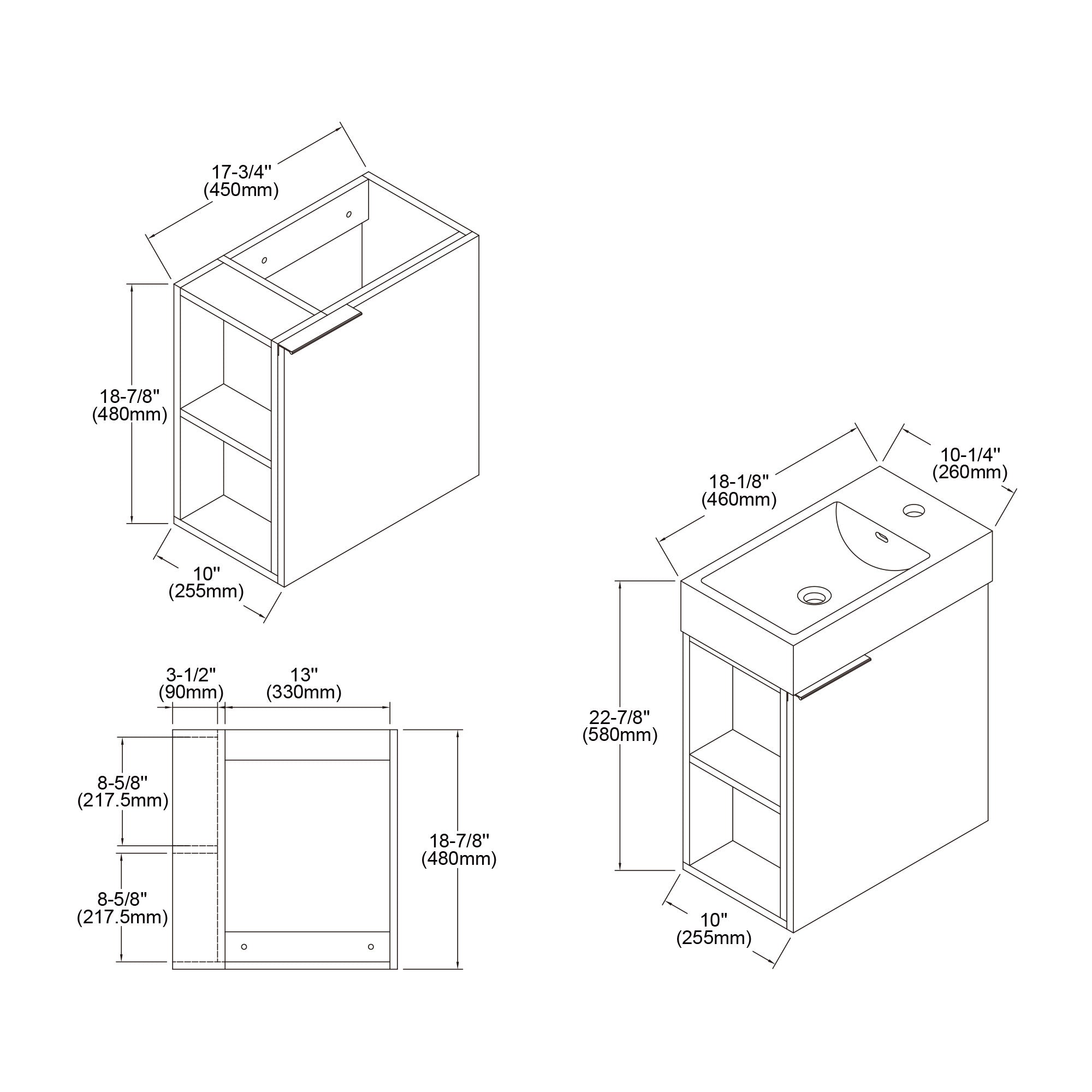 011 Series - 18 Inch Vanity With Basin