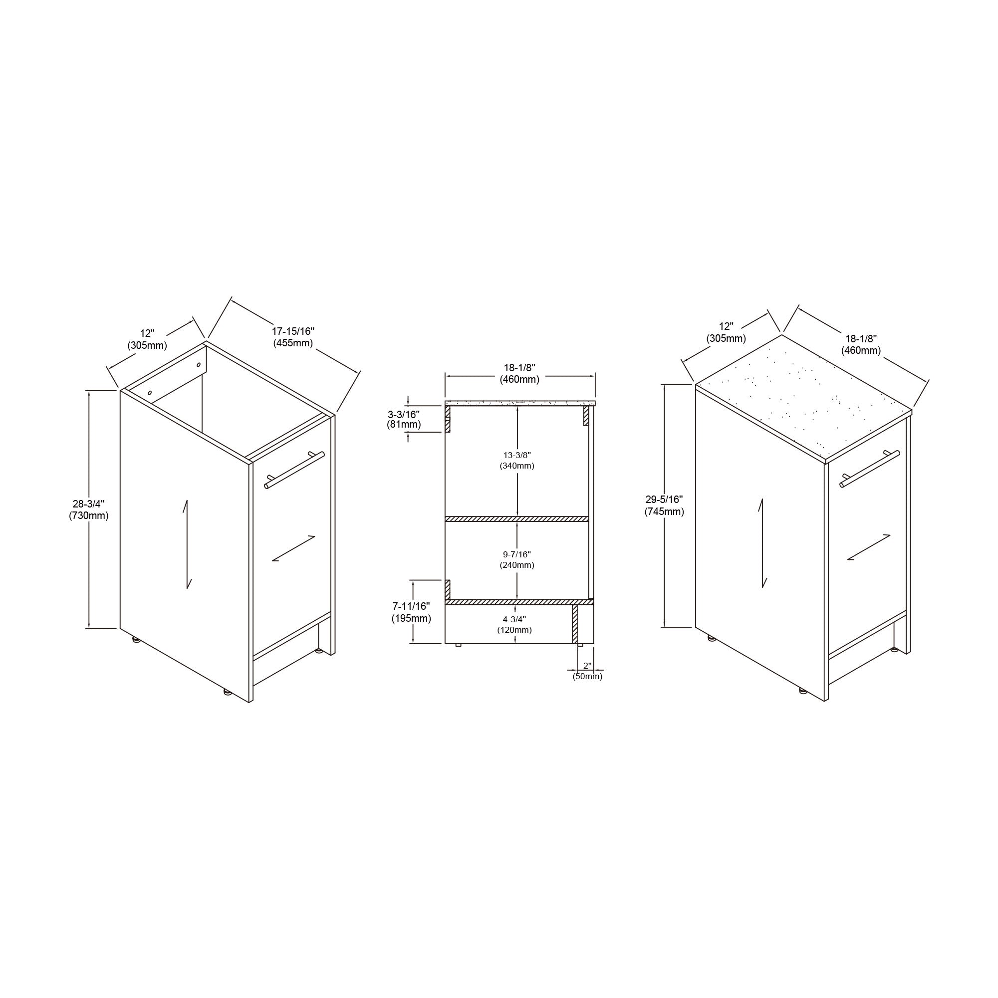 012 Series - 12 Inch Side Cabinet