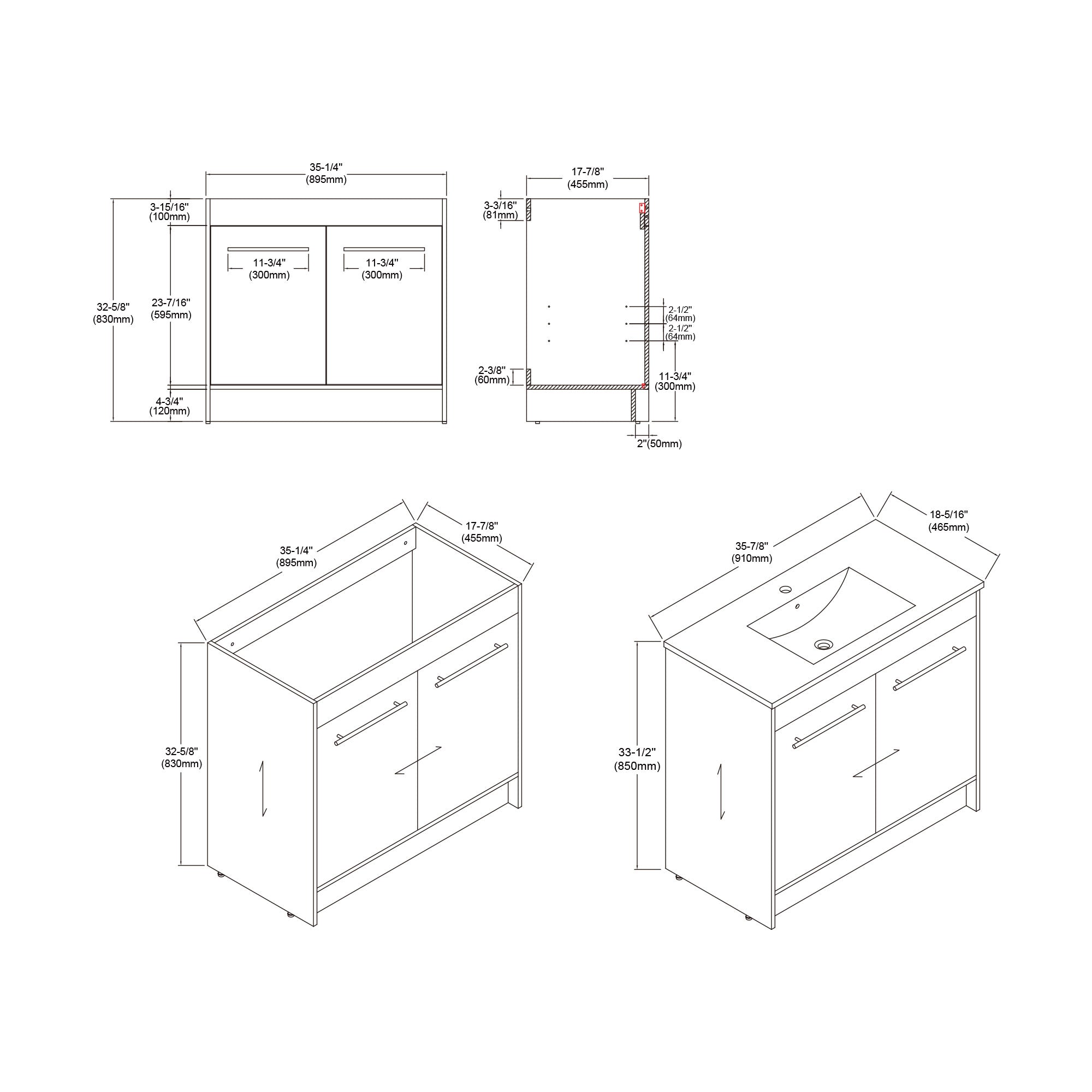 012 Series - 36 Inch Vanity