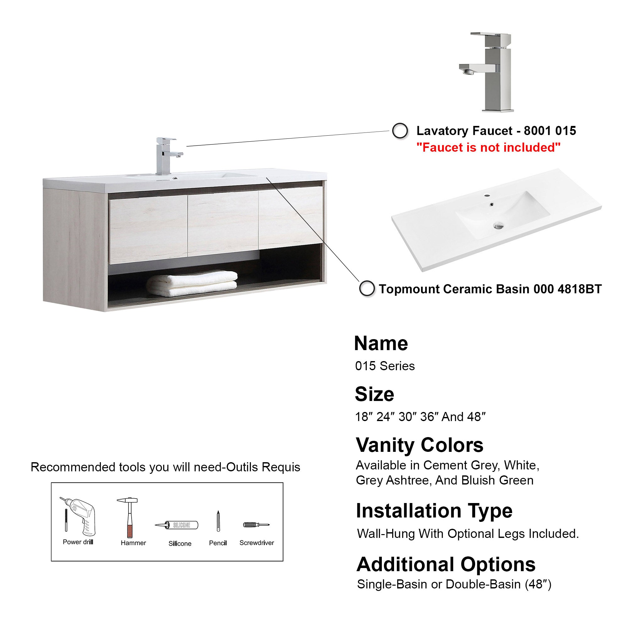 015 Series-48 Inch Vanity - Single Sink