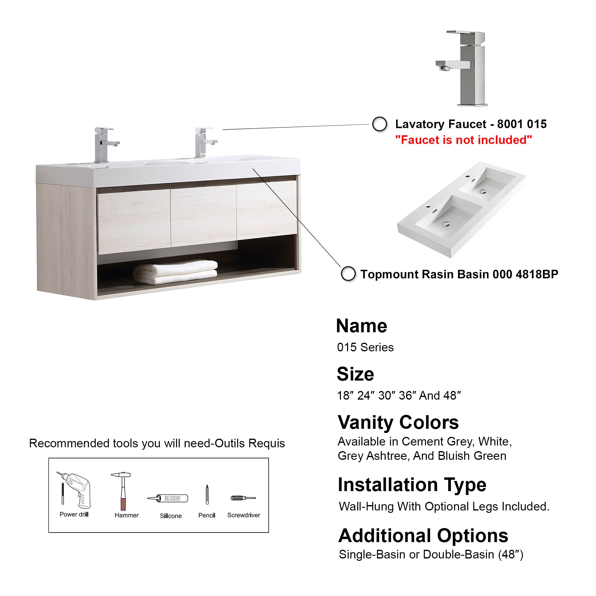 015 Series-48 Inch Vanity - Double Sinks