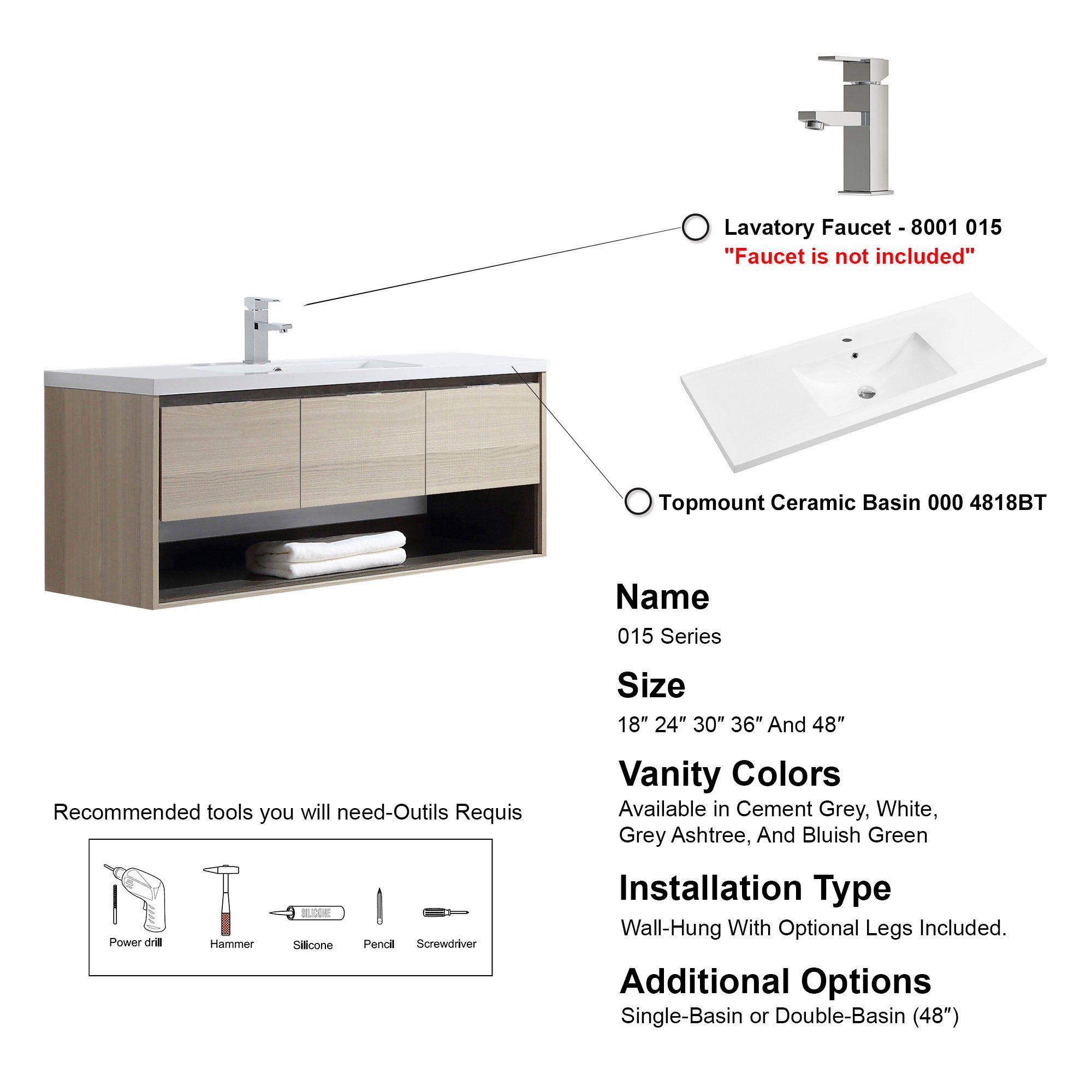 015 Series-48 Inch Vanity - Single Sink