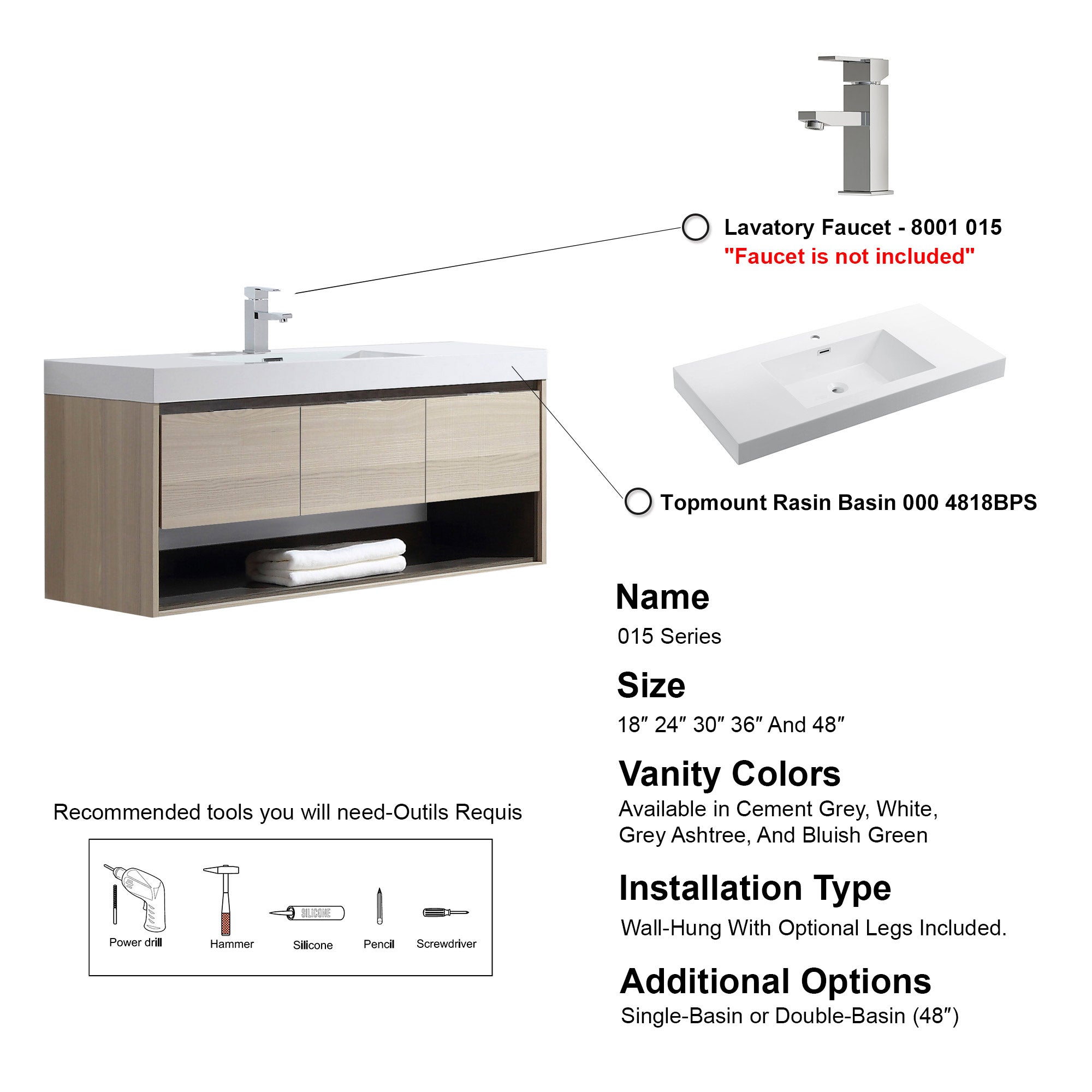 015 Series-48 Inch Vanity - Single Sink