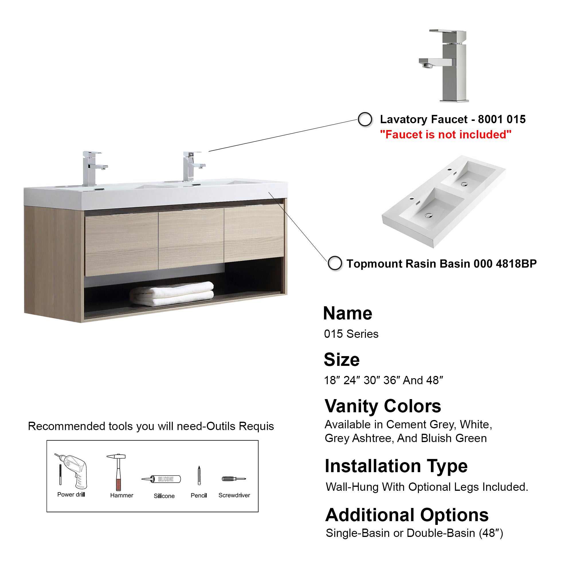 015 Series-48 Inch Vanity - Double Sinks