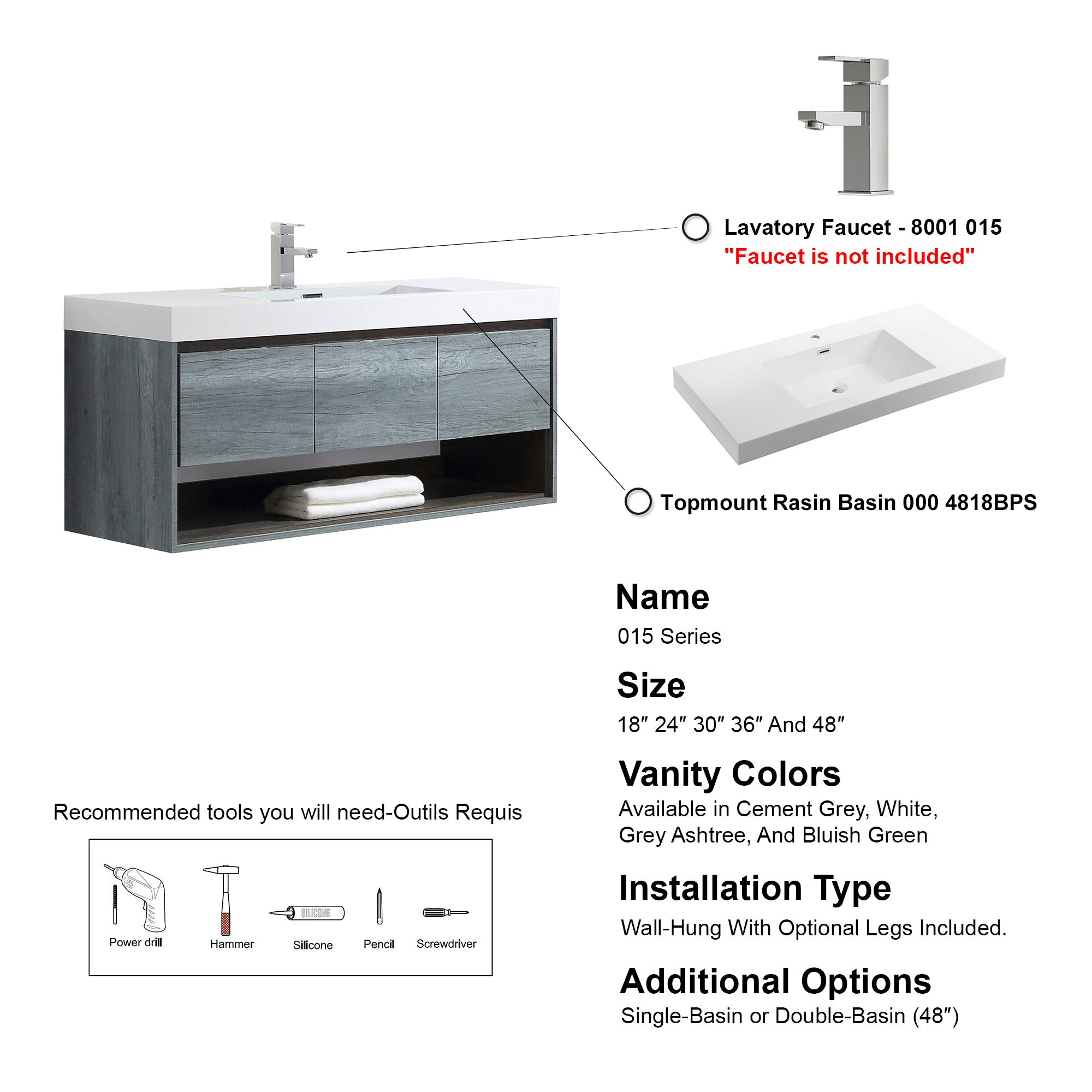 015 Series-48 Inch Vanity - Single Sink