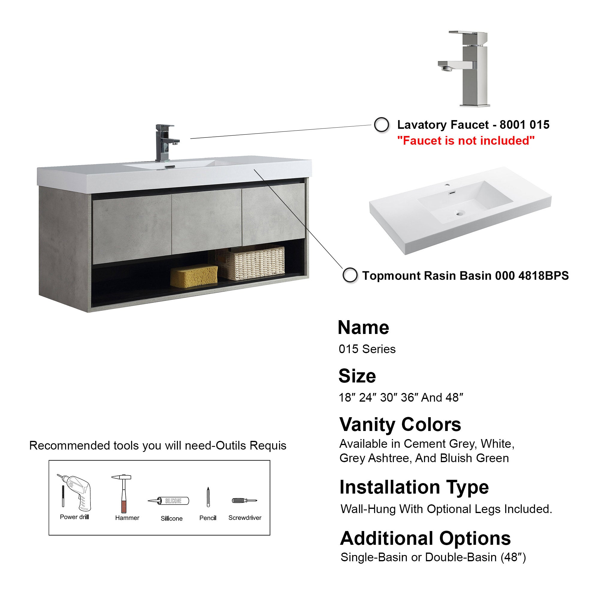 015 Series-48 Inch Vanity - Single Sink