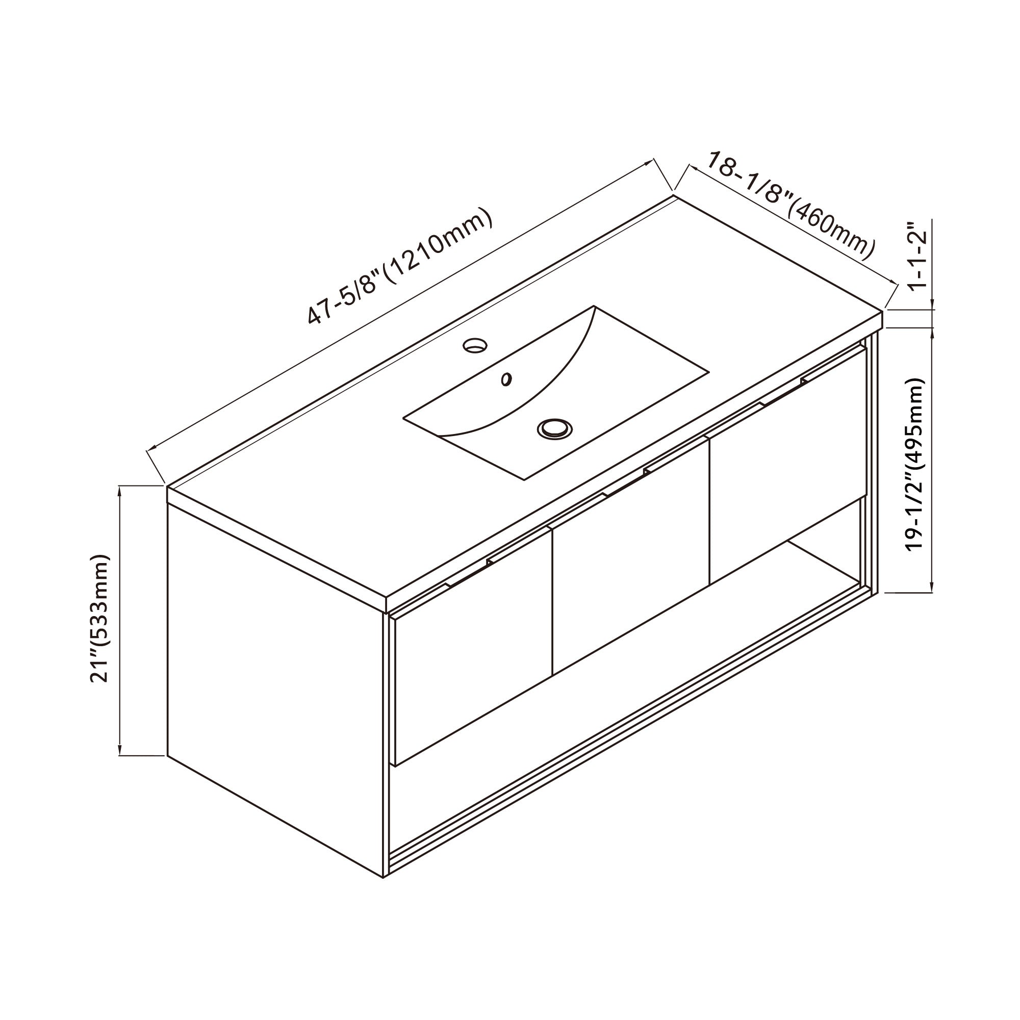 015 Series-48 Inch Vanity - Single Sink