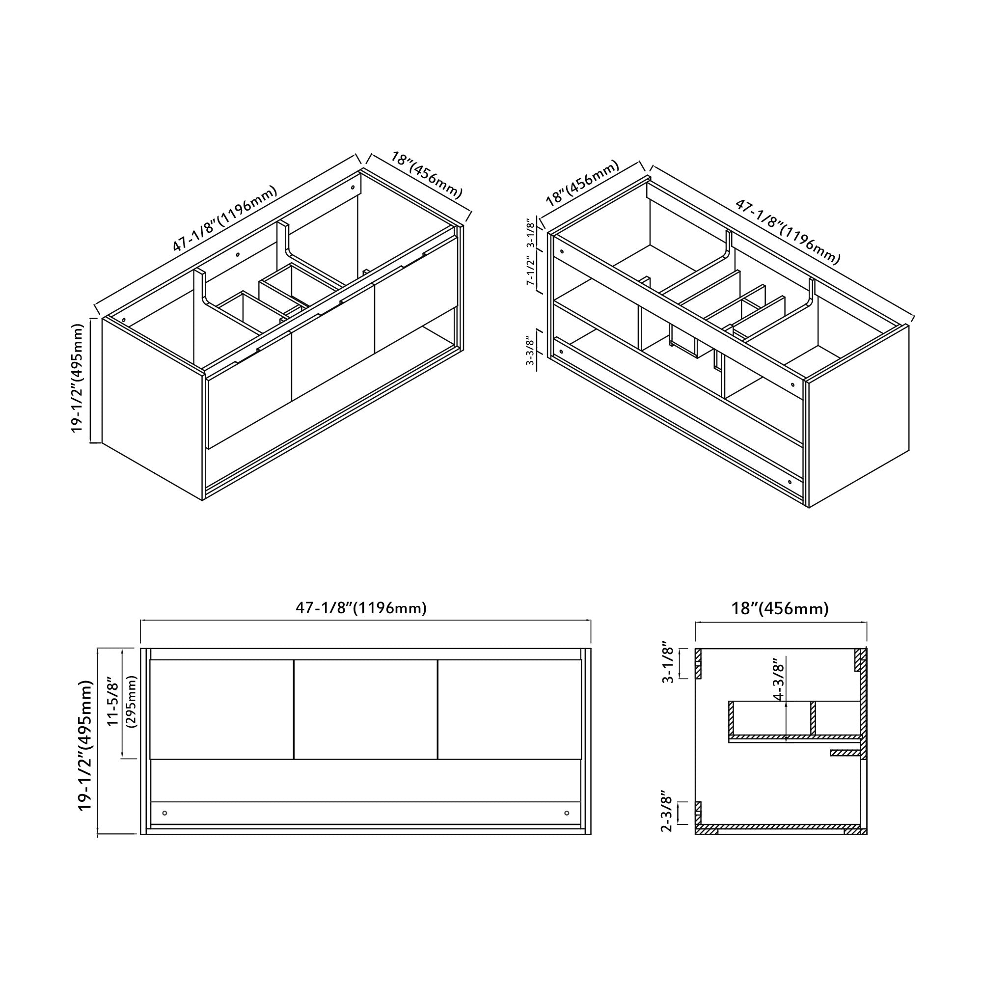 015 Series-48 Inch Vanity - Double Sinks