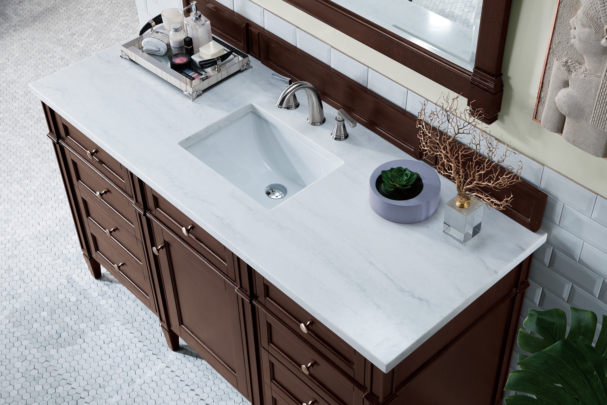 James Martin Brittany 60" Single Vanity in Burnished Mahogany with 3cm Countertop