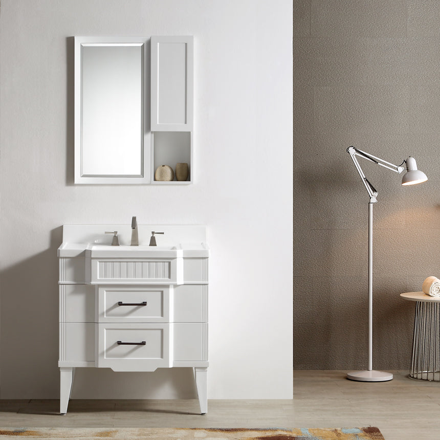 020 Series- 33 Inch Vanity-White With Basin