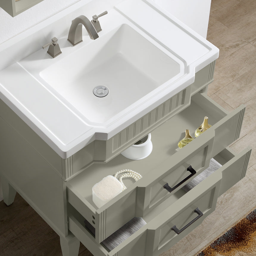 020 Series- 33 Inch Vanity-Grey Green With Basin