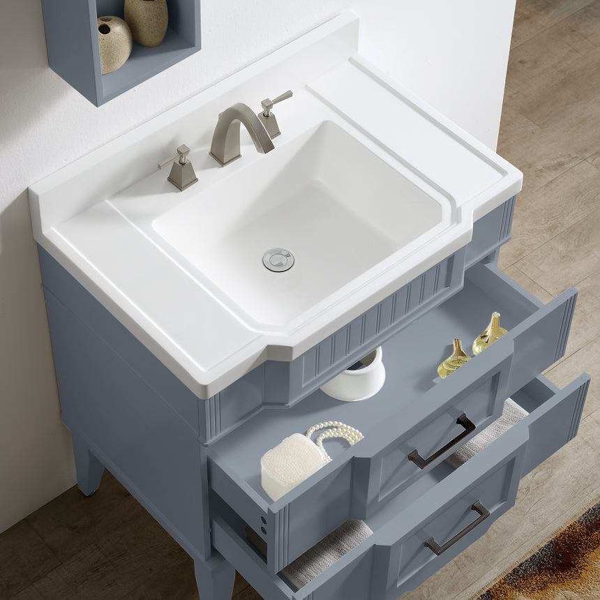 020 Series- 33 Inch Vanity-Grey Blue With Basin