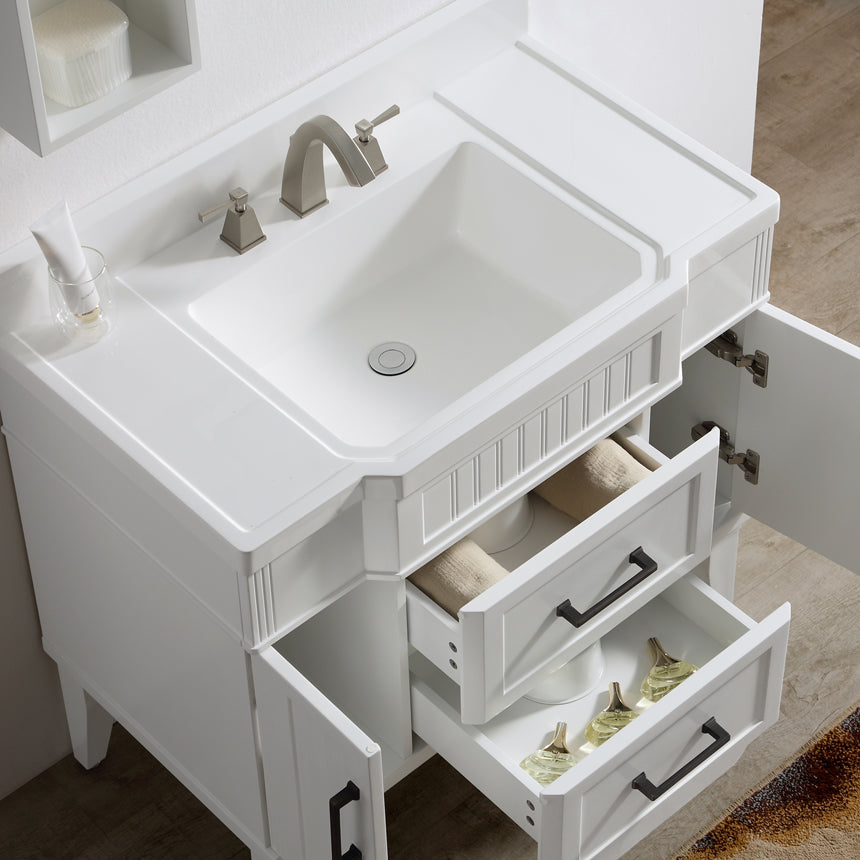020 Series- 36 Inch Vanity-White With Basin