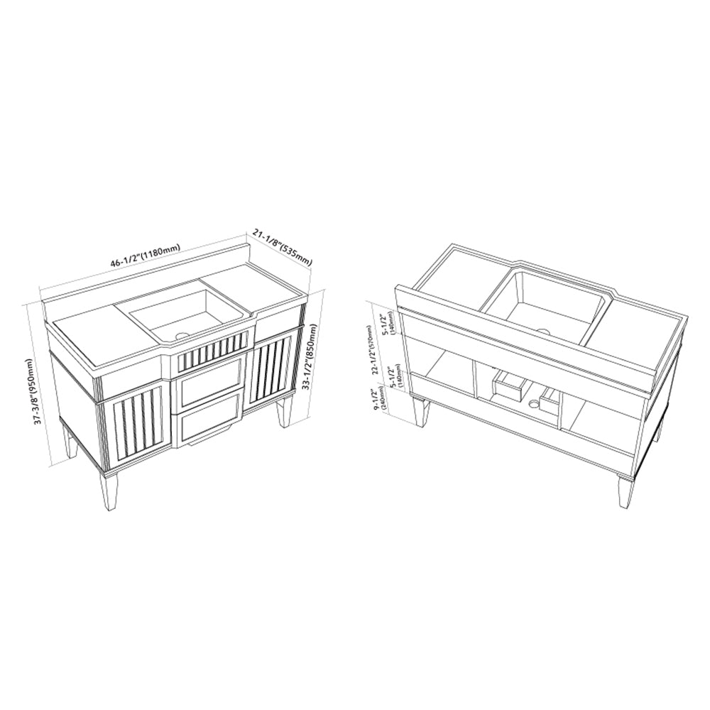 020 Series- 48 Inch Vanity-Grey Green With Basin