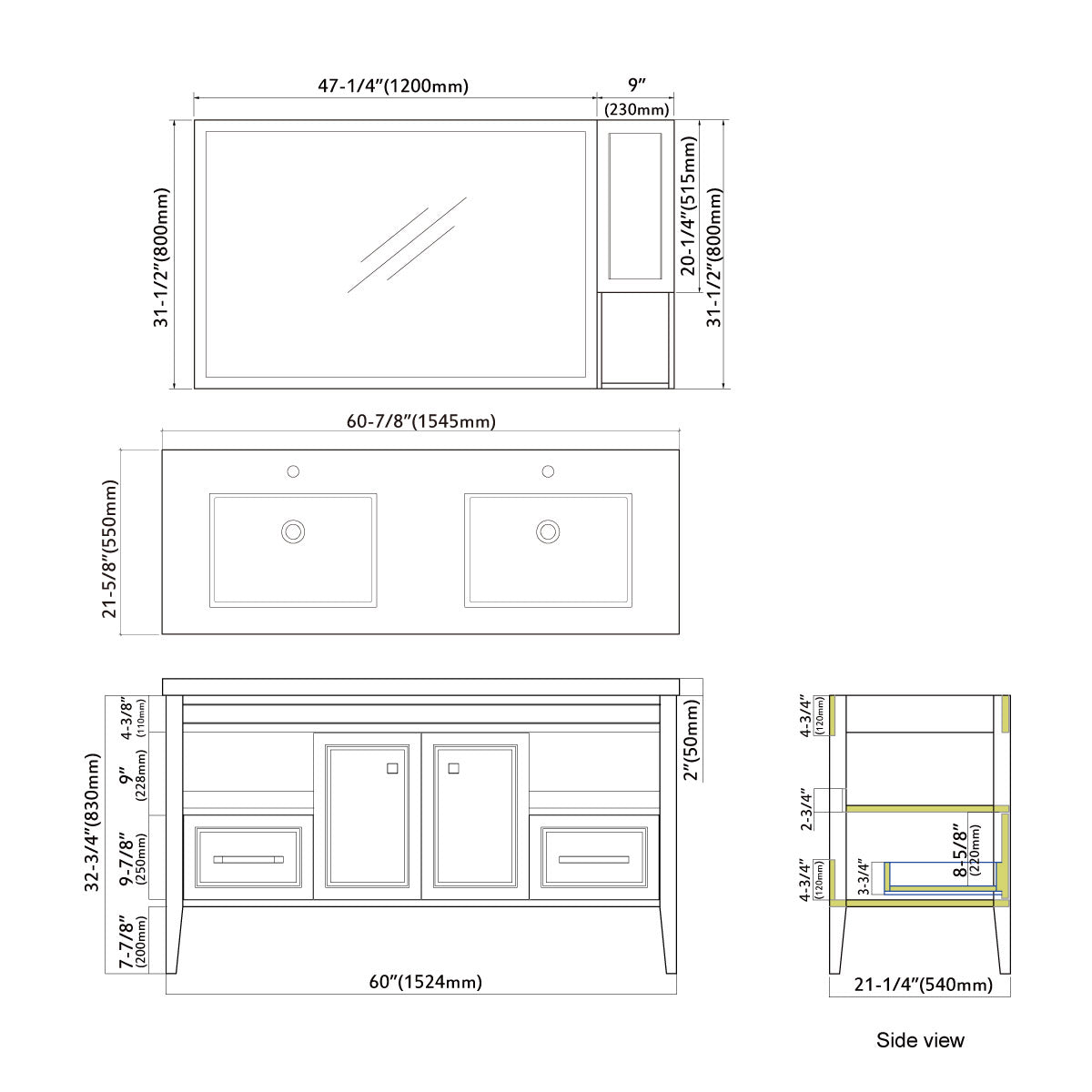 022 Series - 60 Inch Vanity