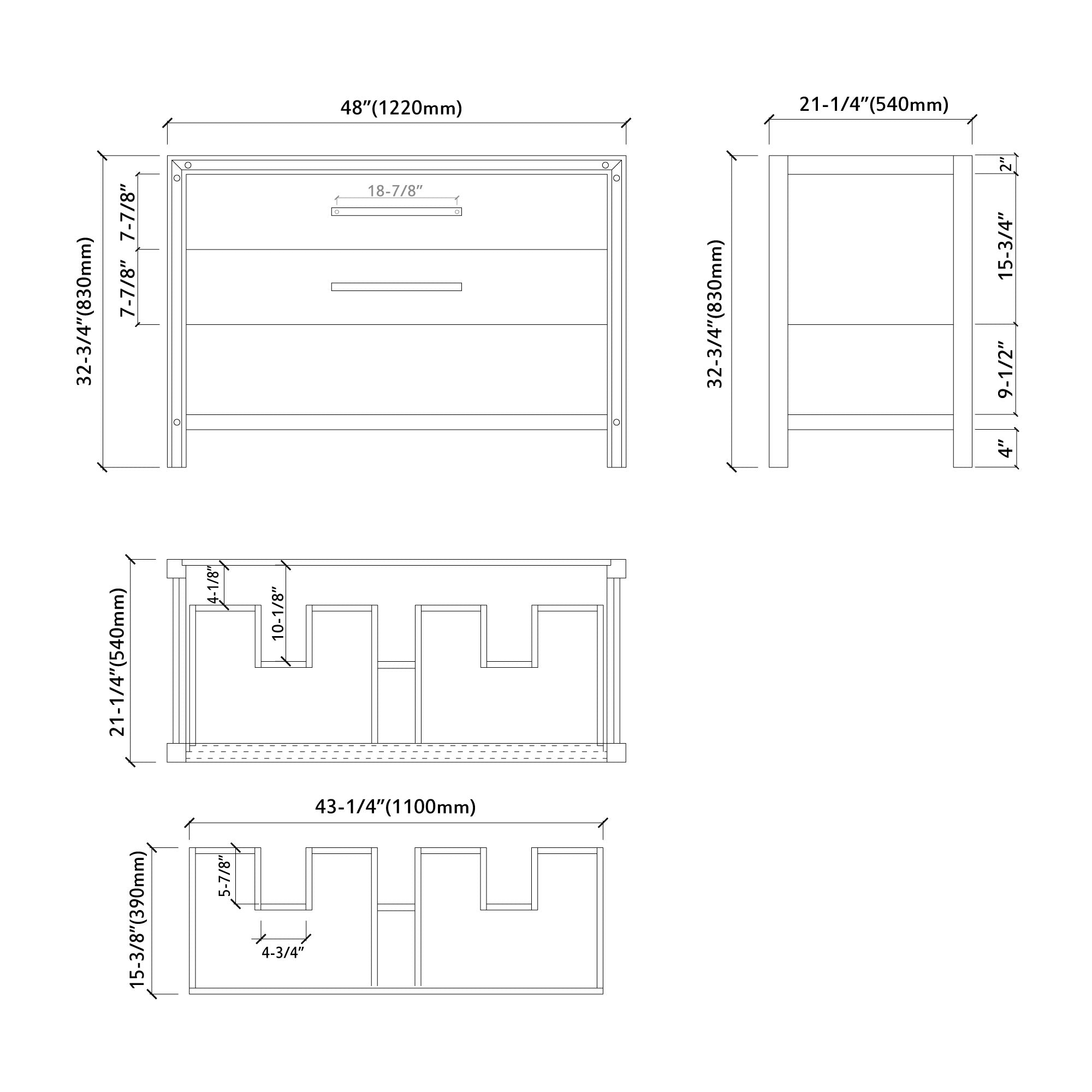 028 Series - 48 Inch Vanity -Double Sinks