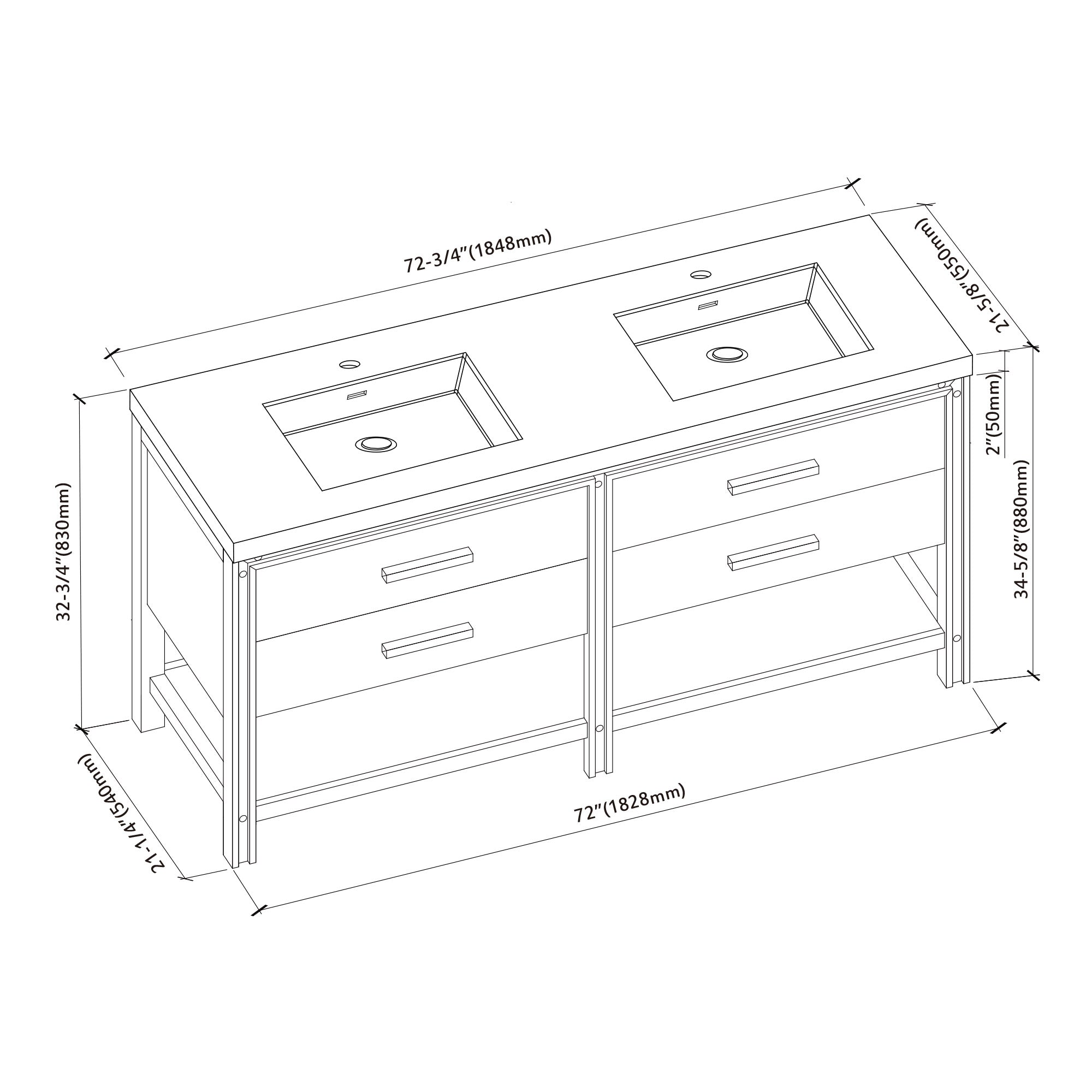 028 Series - 72 Inch Vanity