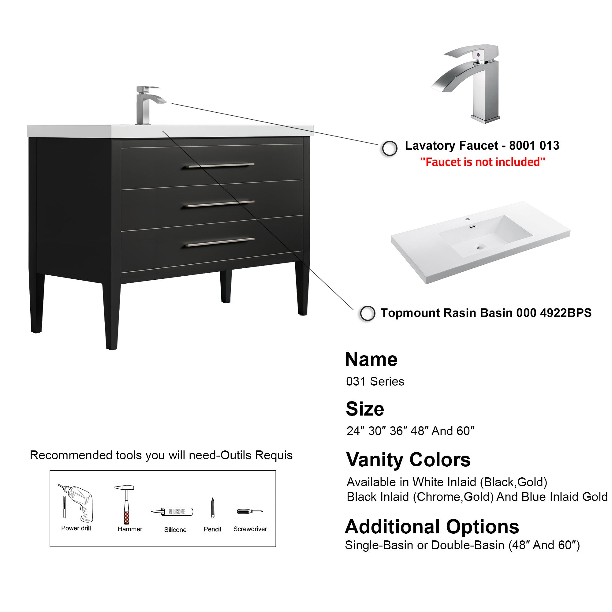 031 Series - 48 Inch Vanity For Single Sink