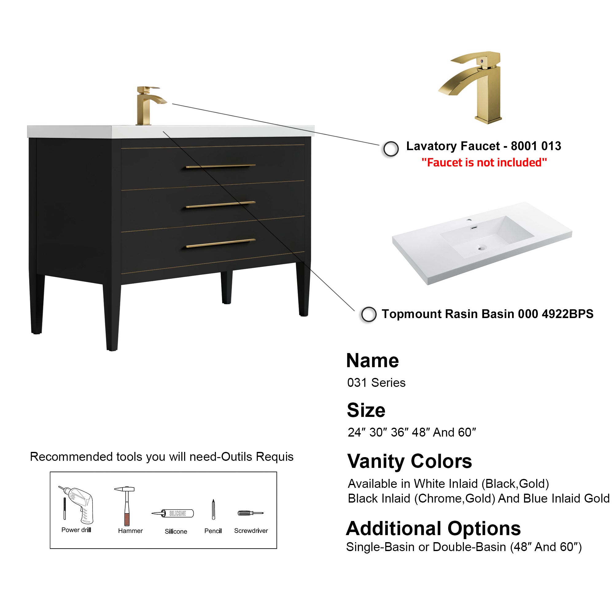 031 Series - 48 Inch Vanity For Single Sink