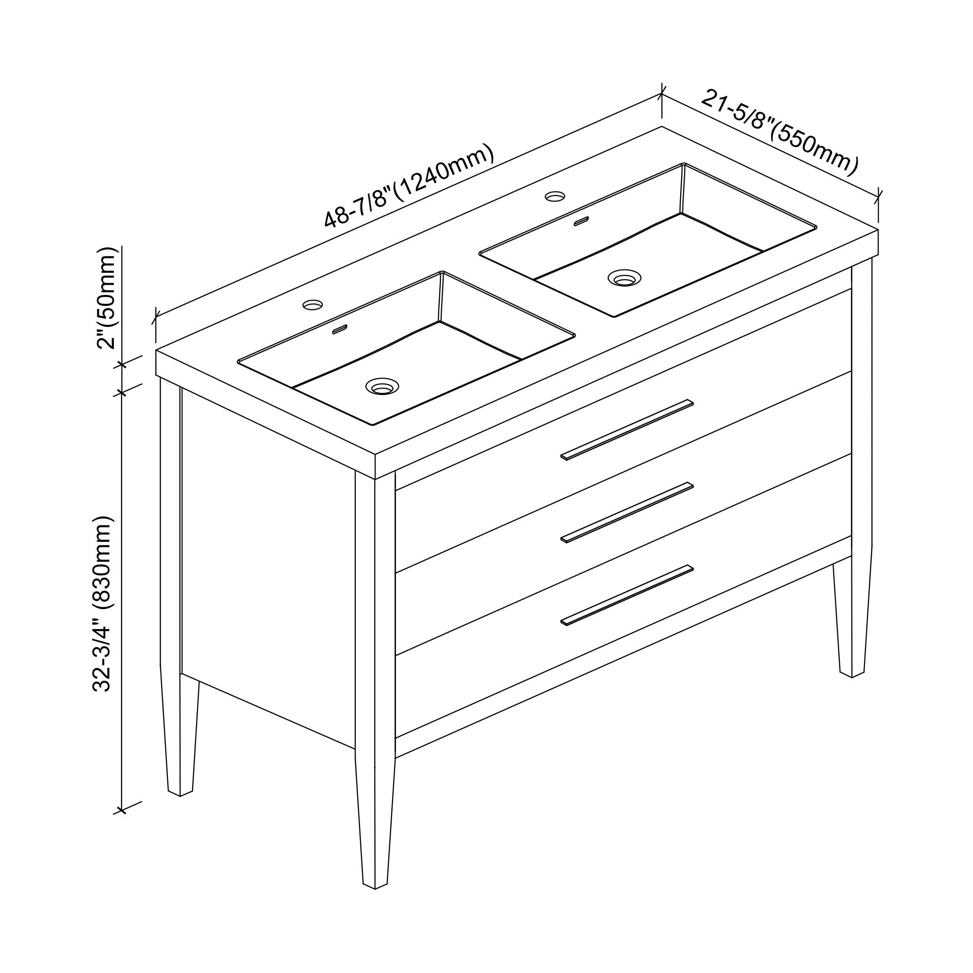 031 Series - 48 Inch Vanity For Single Sink