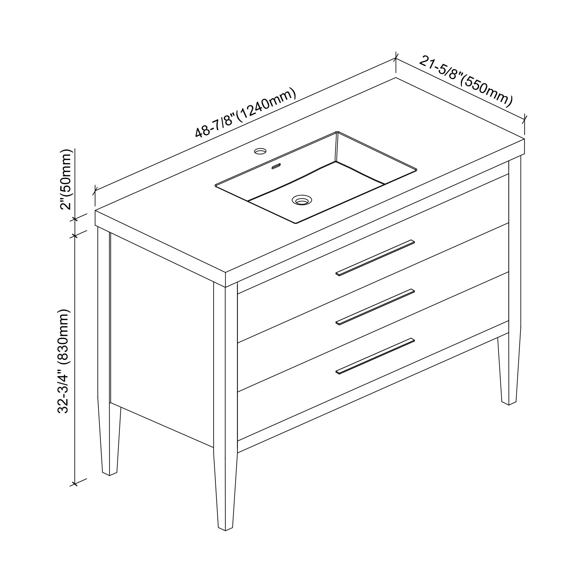 031 Series - 48 Inch Vanity For Double Sinks