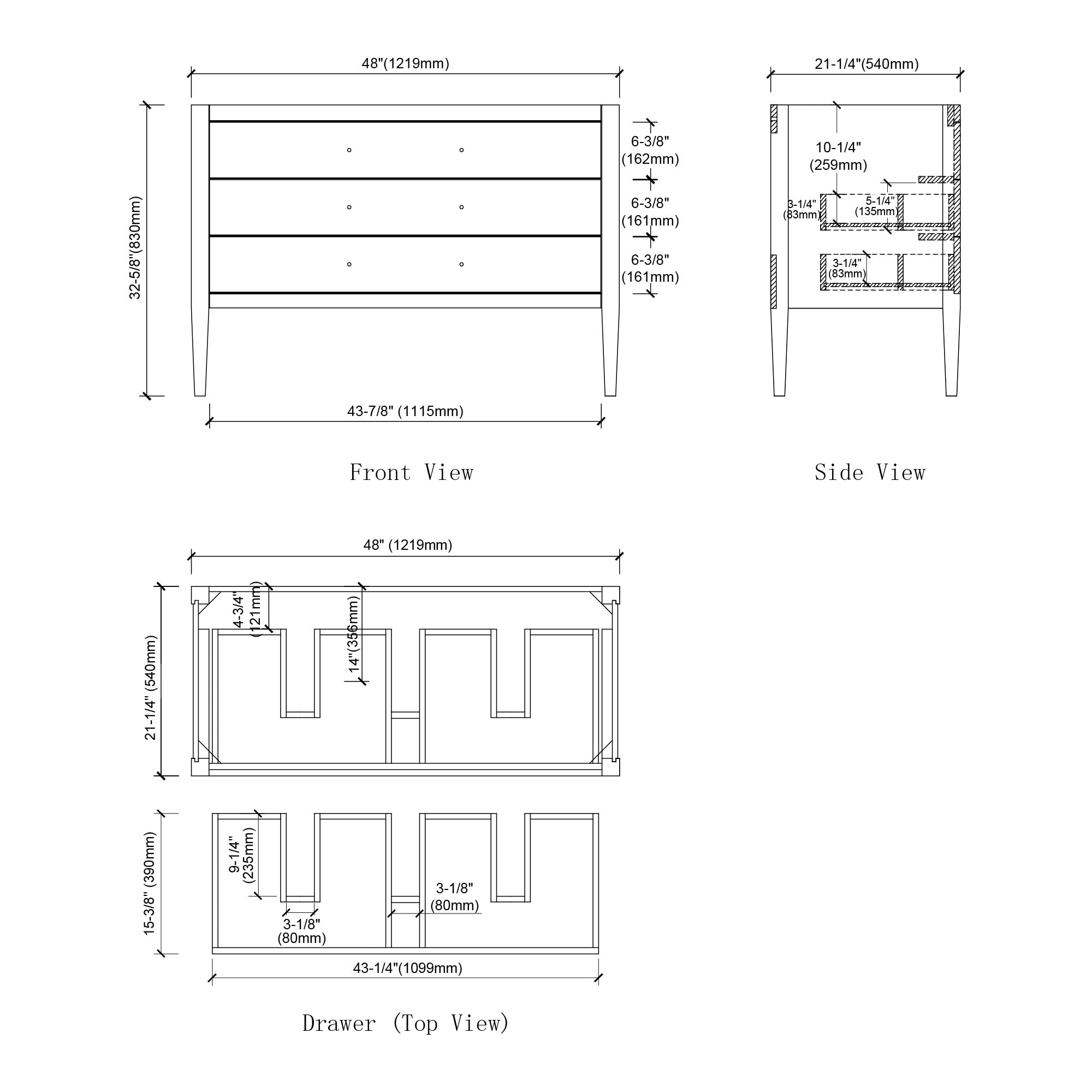 031 Series - 48 Inch Vanity For Single Sink