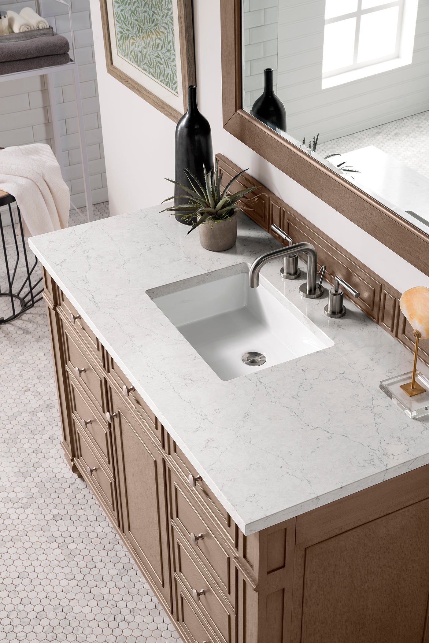 James Martin Bristol 48" Single Vanity in Whitewashed Walnut with 3cm Countertop