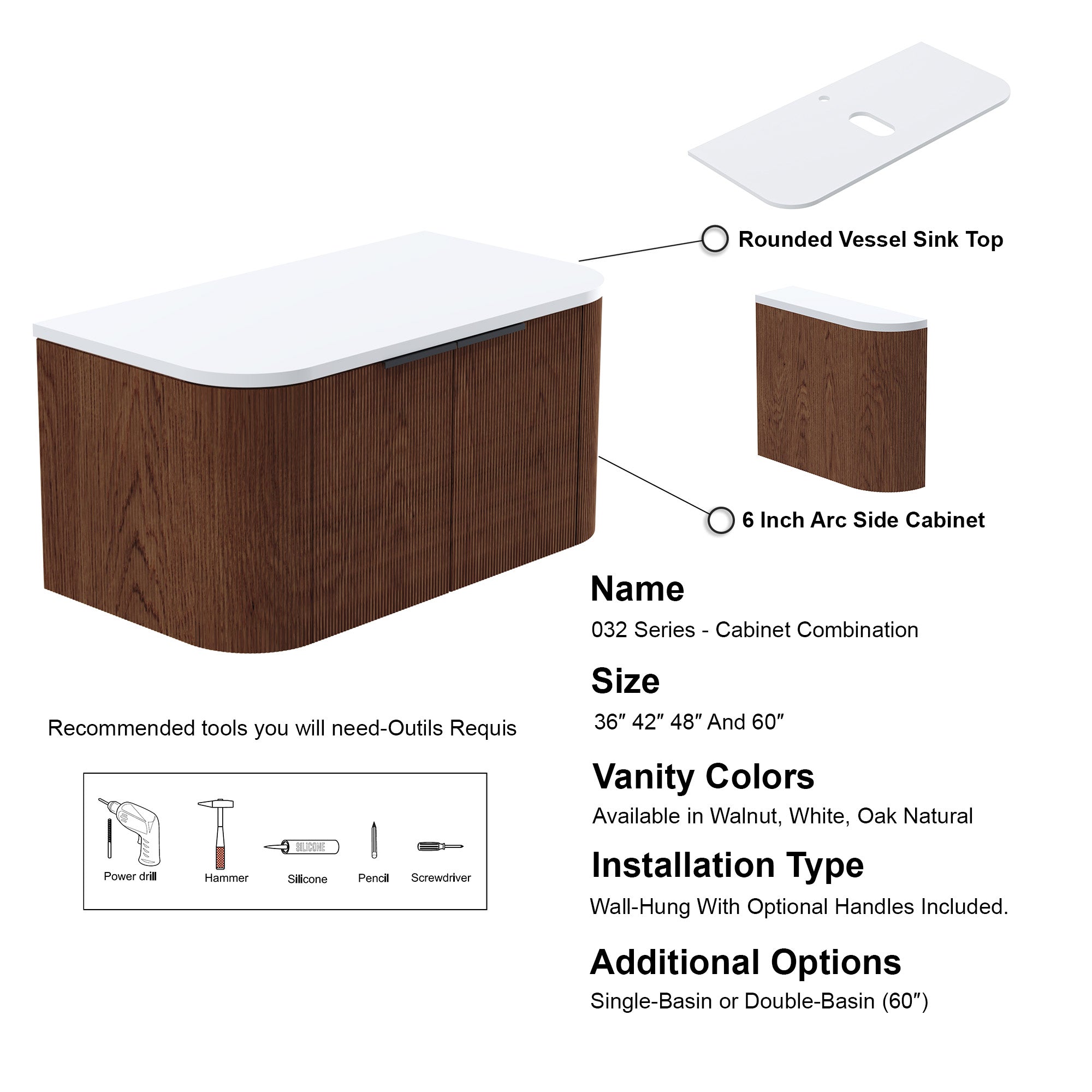 032 Series - 60 Inch Vanity - Cabinet Combination - Double Sinks