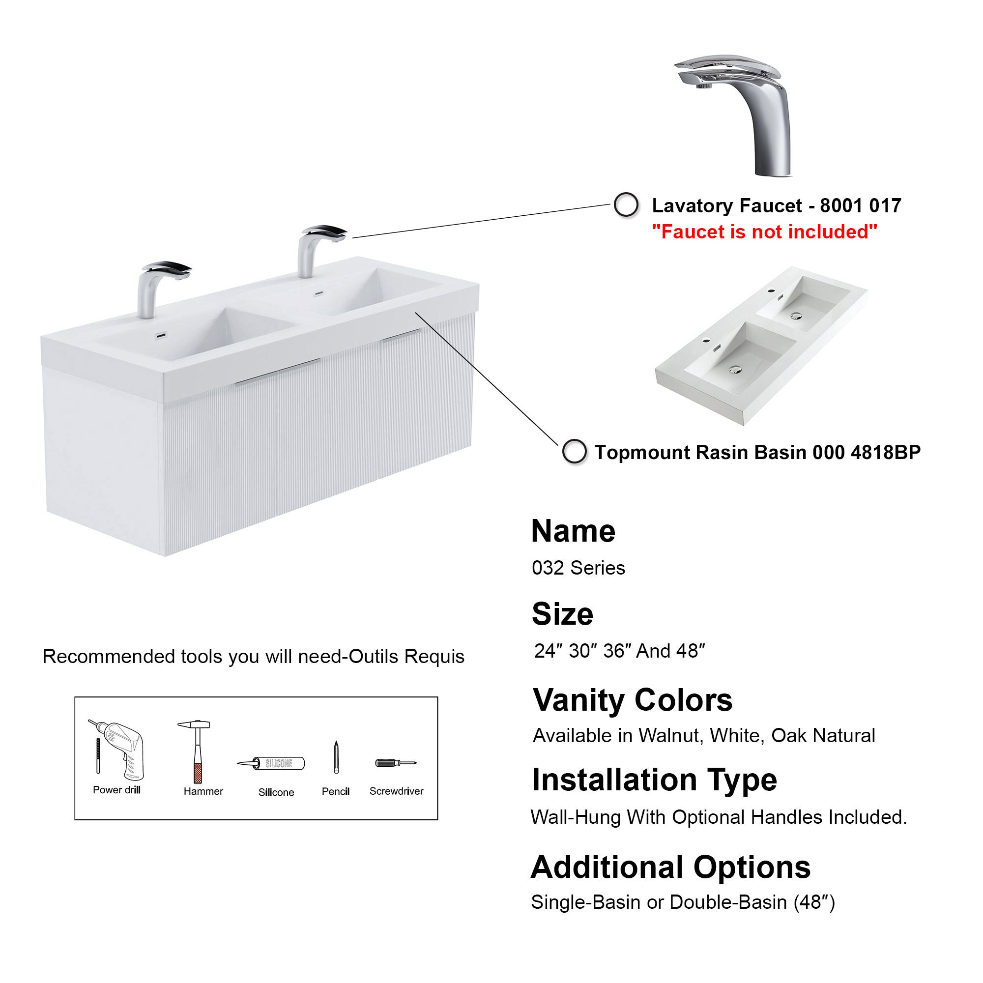 032 Series - 48 Inch Vanity - Double Sinks
