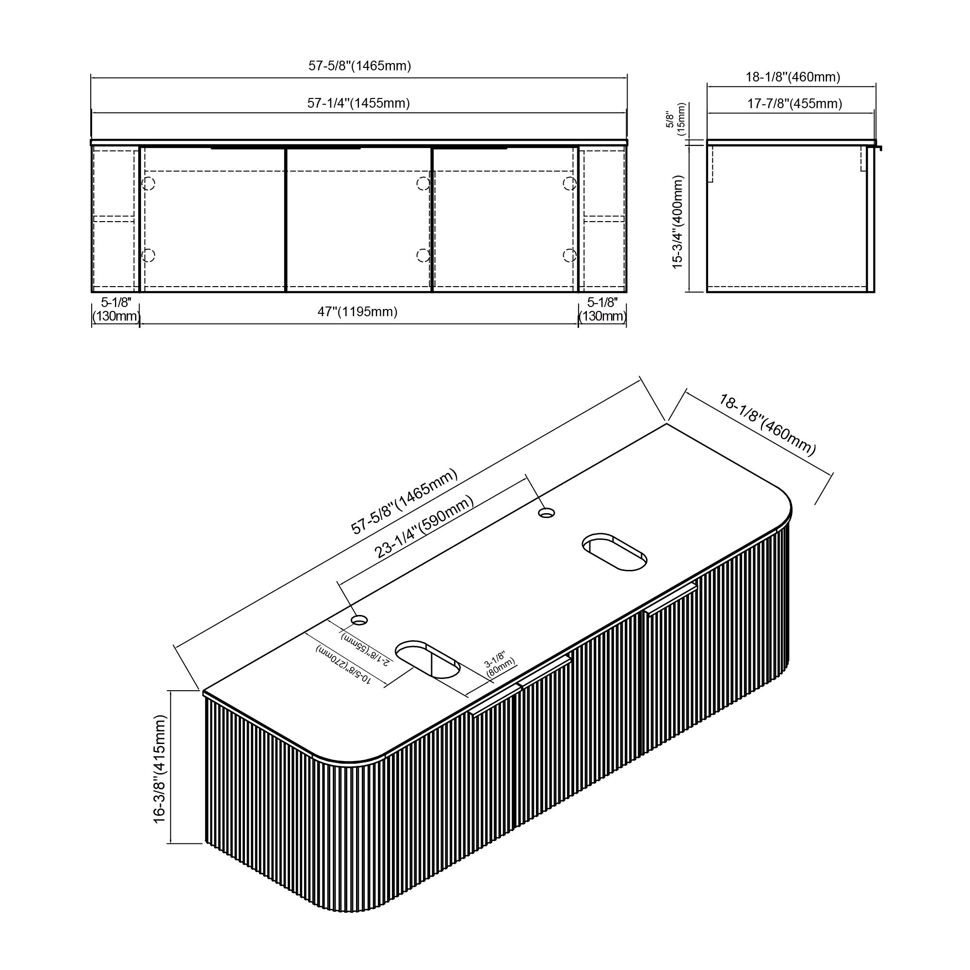 032 Series - 60 Inch Vanity - Cabinet Combination - Double Sinks