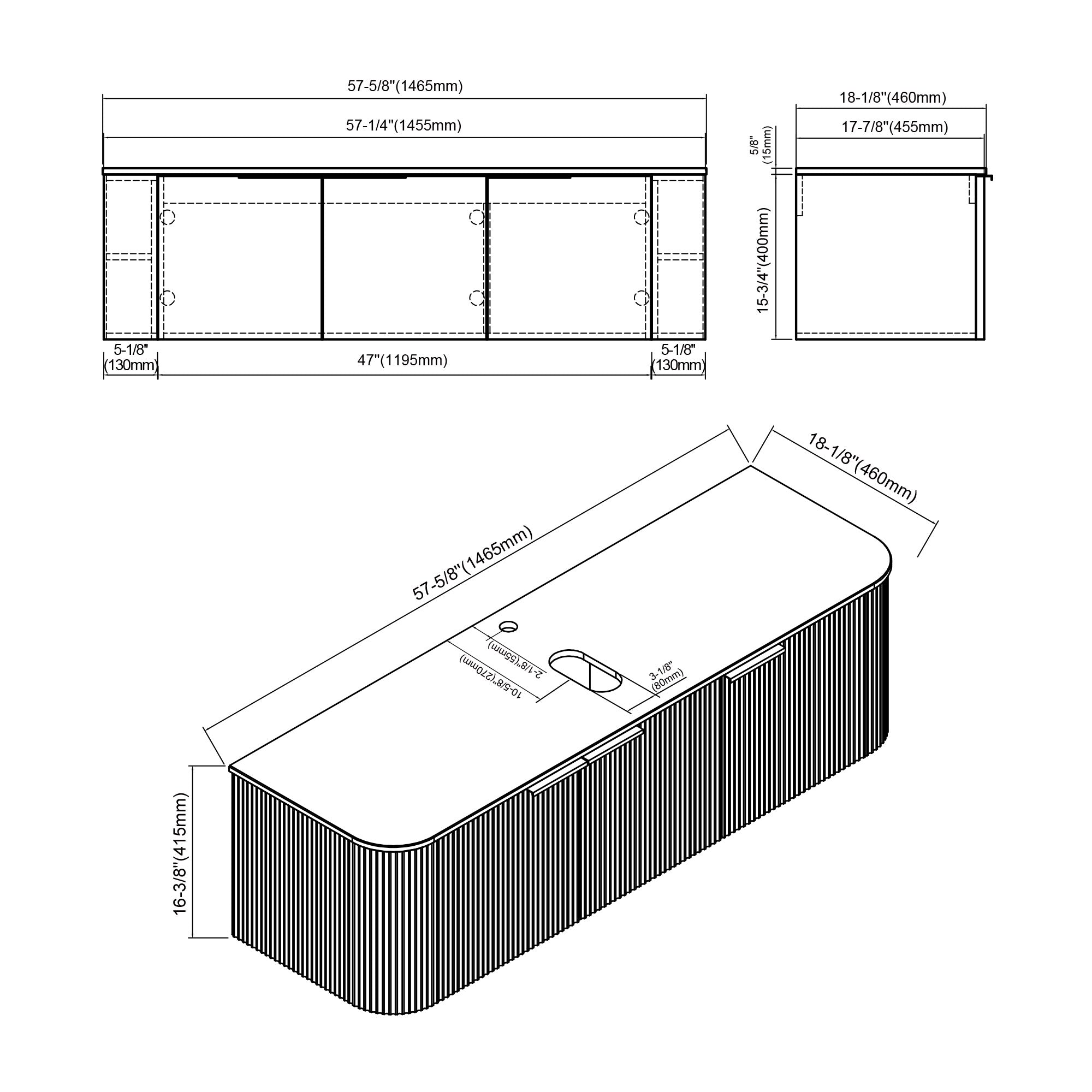 032 Series - 60 Inch Vanity - Cabinet Combination - Single Sink