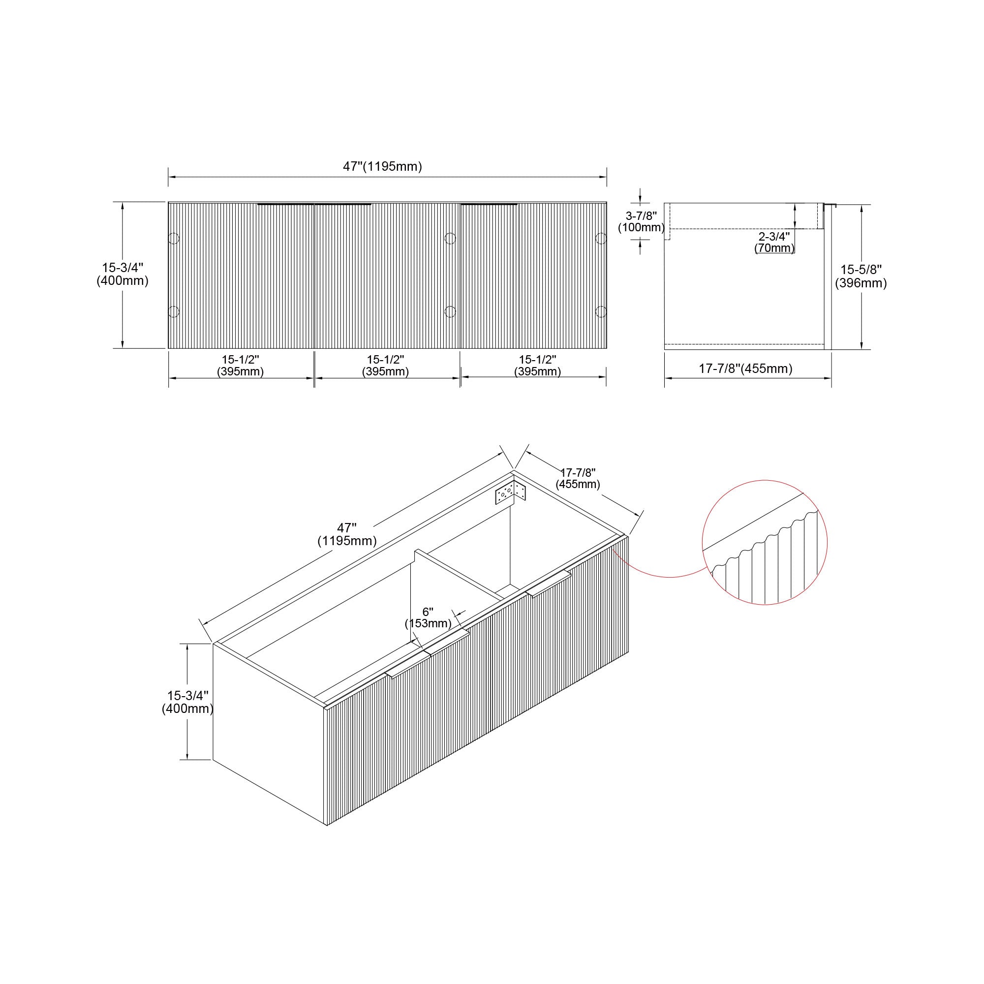 032 Series - 48 Inch Vanity - Double Sinks