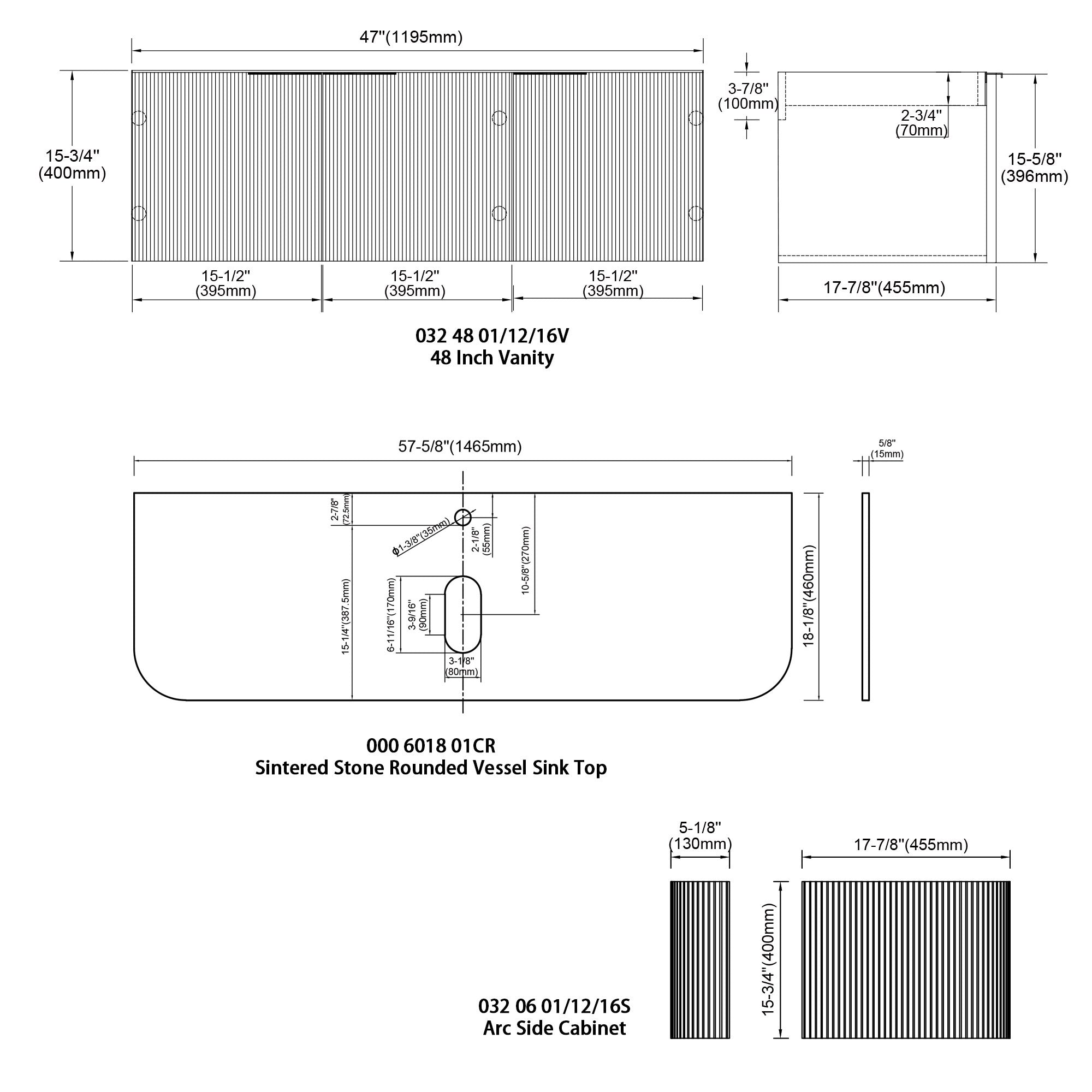 032 Series - 60 Inch Vanity - Cabinet Combination - Single Sink